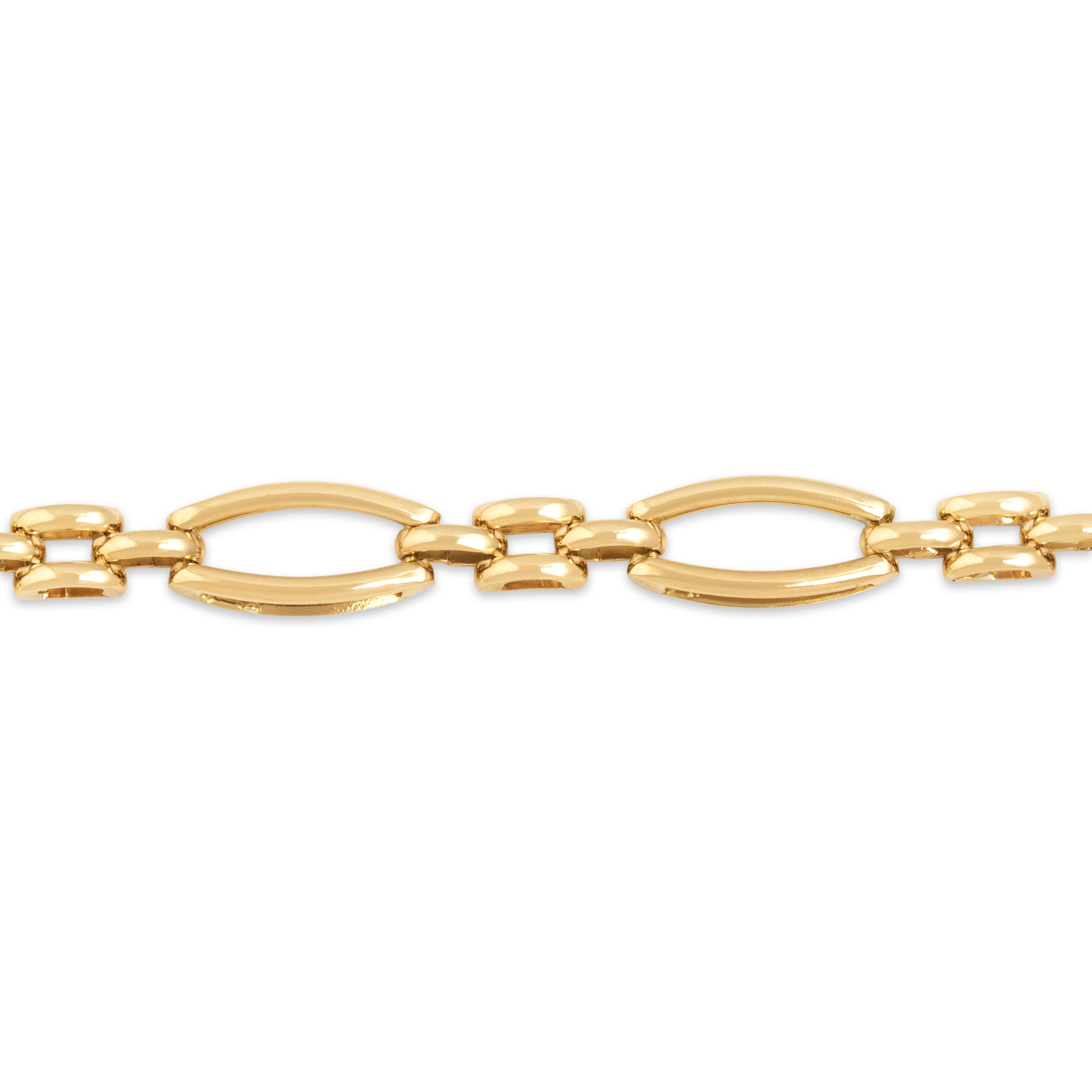 Vintage Italian 14k Yellow Gold Alternating Fancy Open Link Bracelet - Close-up view
