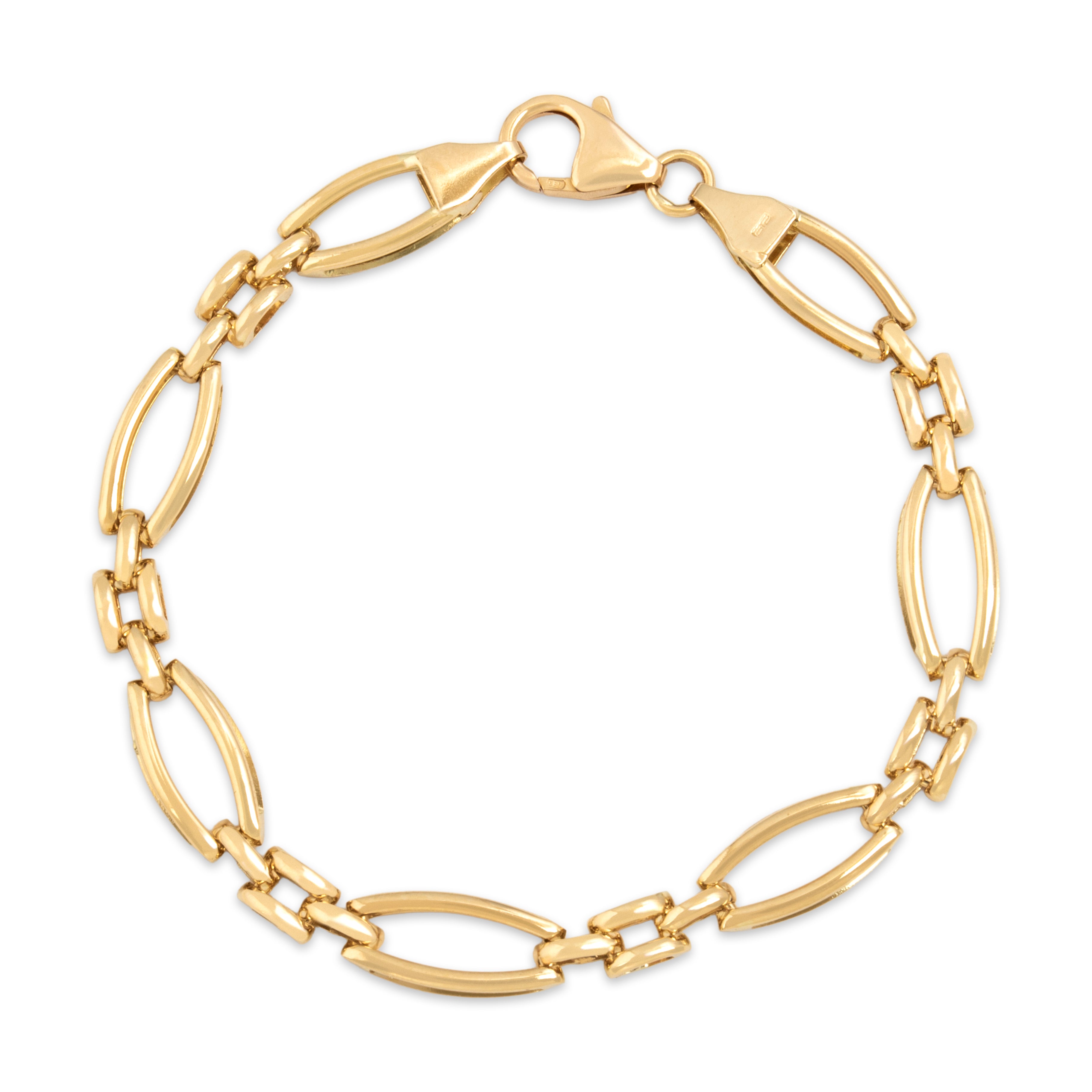 Vintage Italian 14k Yellow Gold Alternating Fancy Open Link Bracelet - Overall view