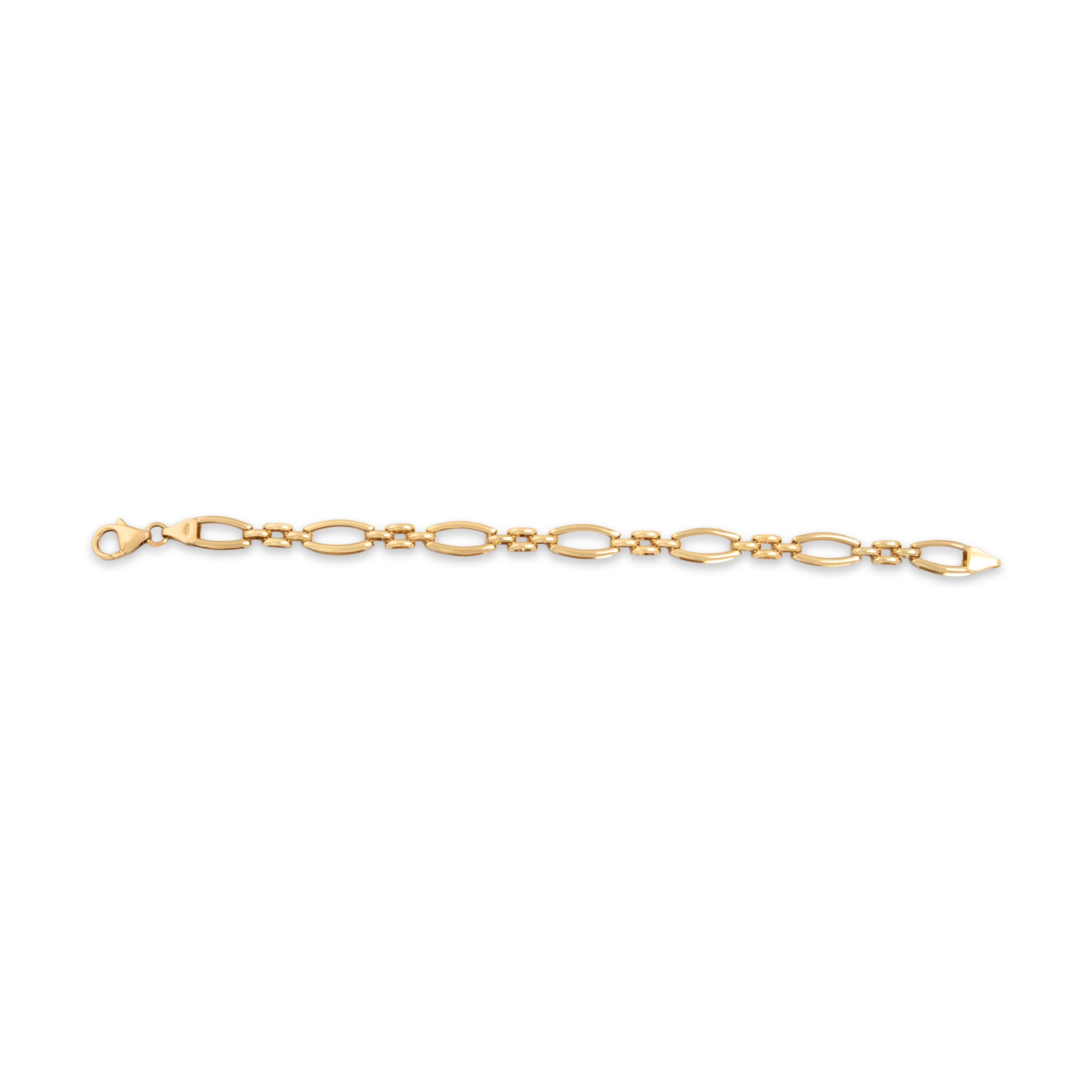 Vintage Italian 14k Yellow Gold Alternating Fancy Open Link Bracelet - Back view