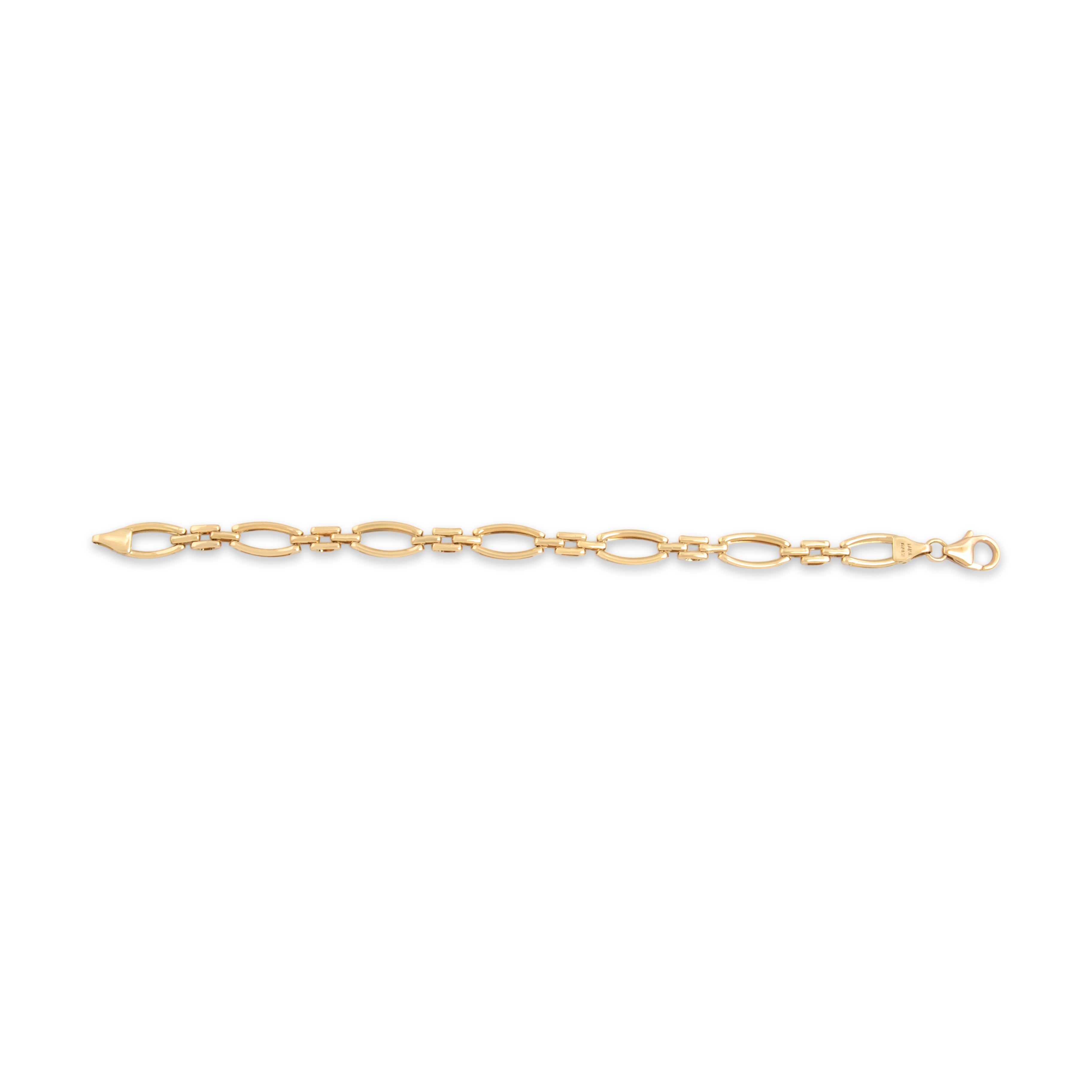 Vintage Italian 14k Yellow Gold Alternating Fancy Open Link Bracelet - Overall view