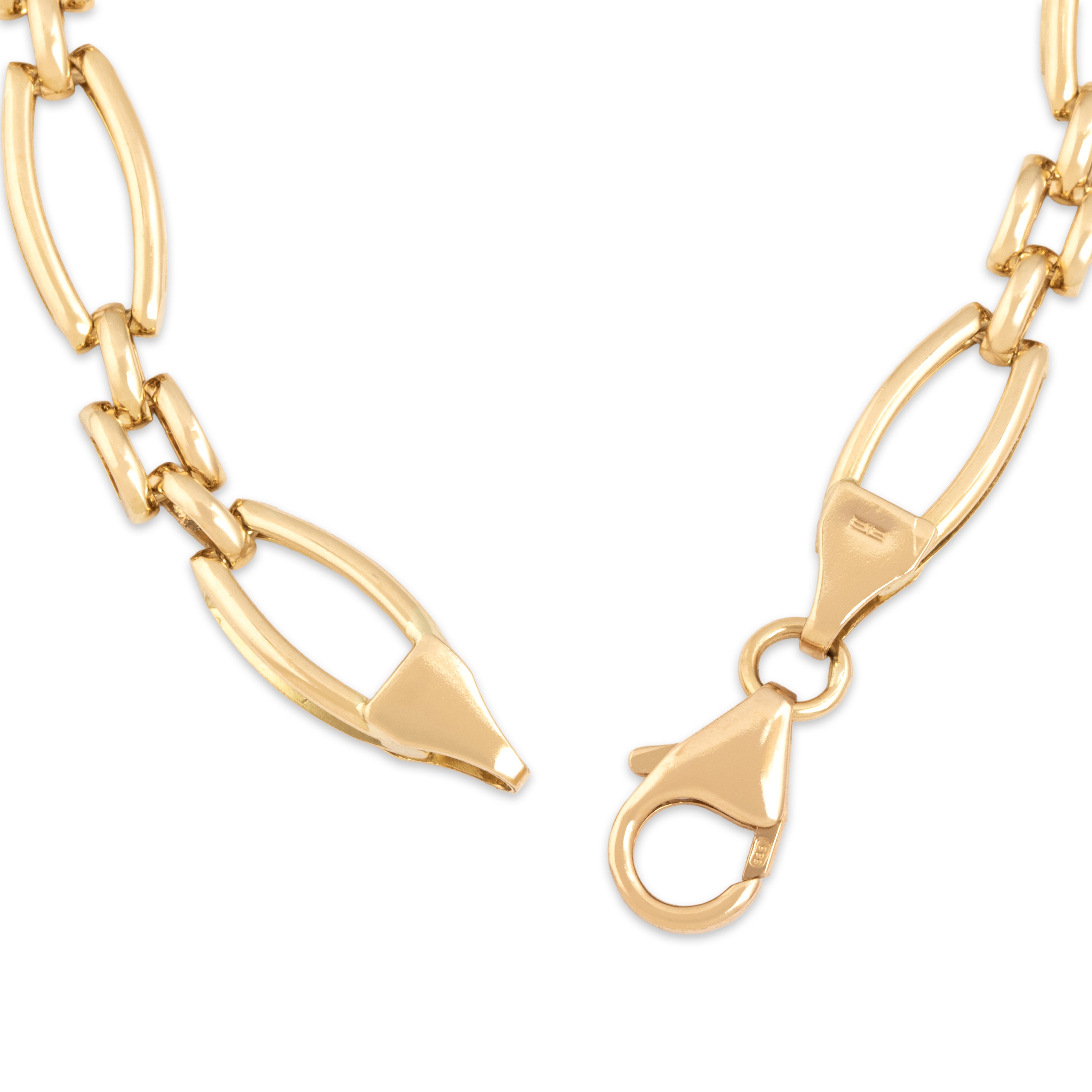 Vintage Italian 14k Yellow Gold Alternating Fancy Open Link Bracelet - clasp view