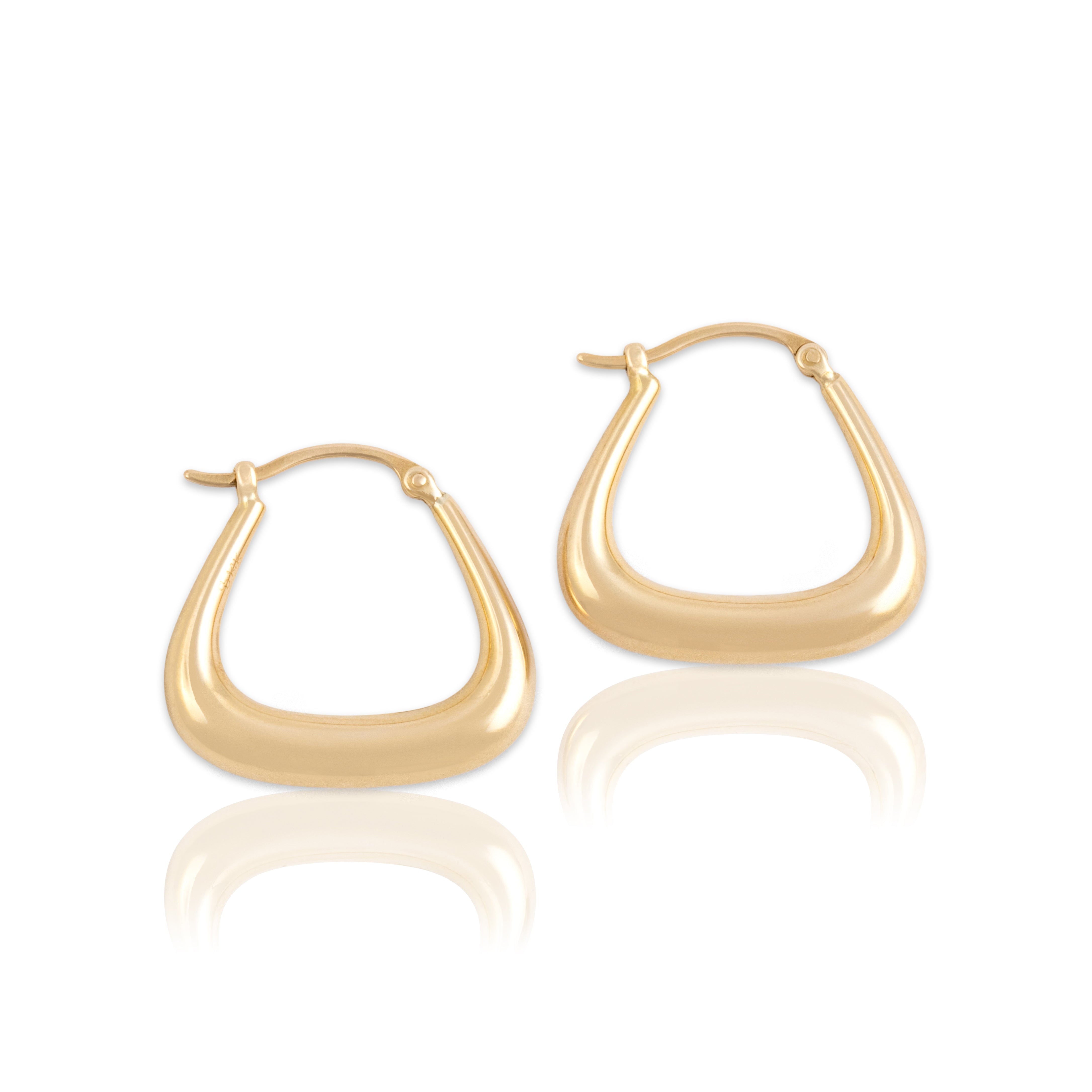 Vintage 14k Yellow Gold Gleaming Tubular Hoop Earrings - Close-up view