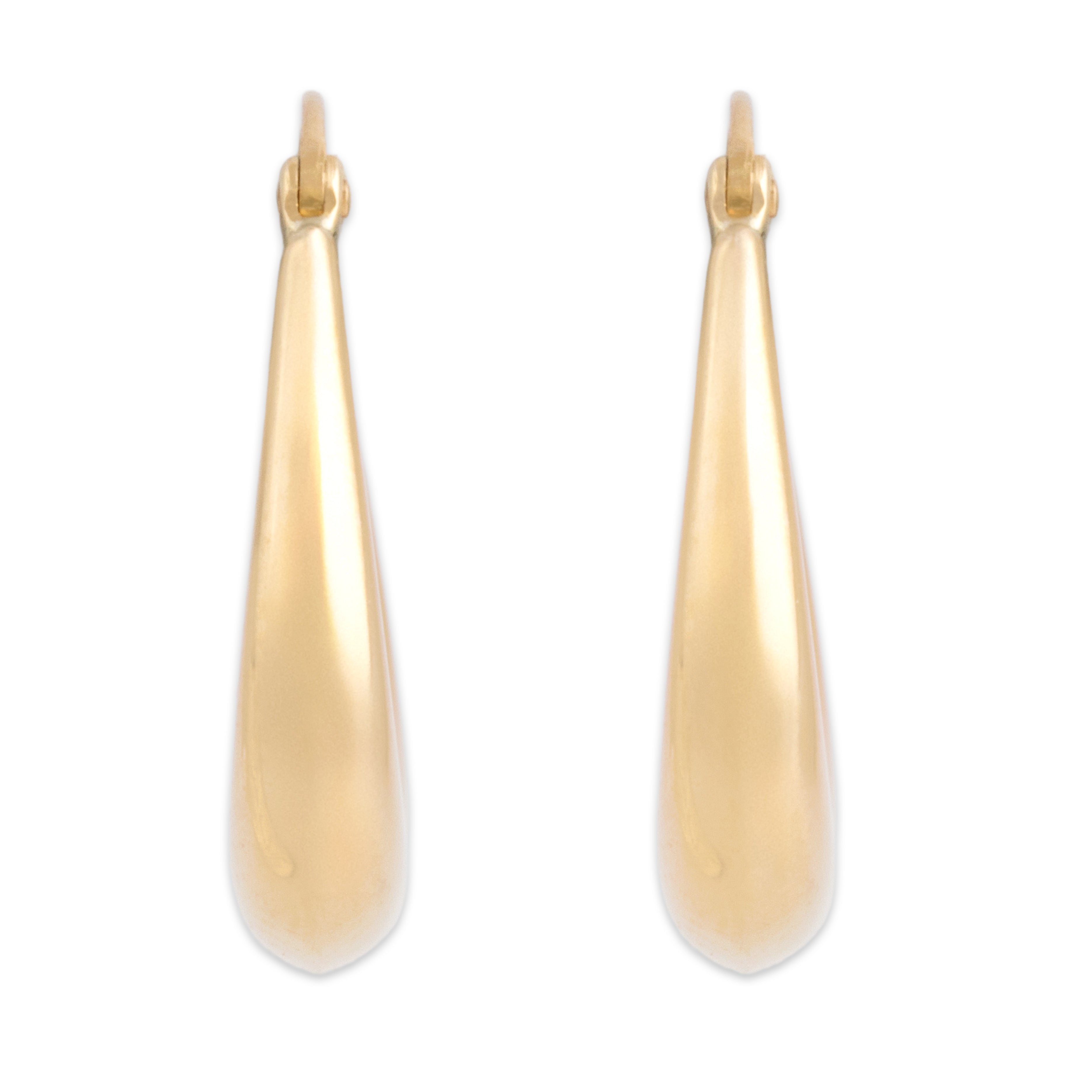 Vintage 14k Yellow Gold Gleaming Tubular Hoop Earrings - Side view