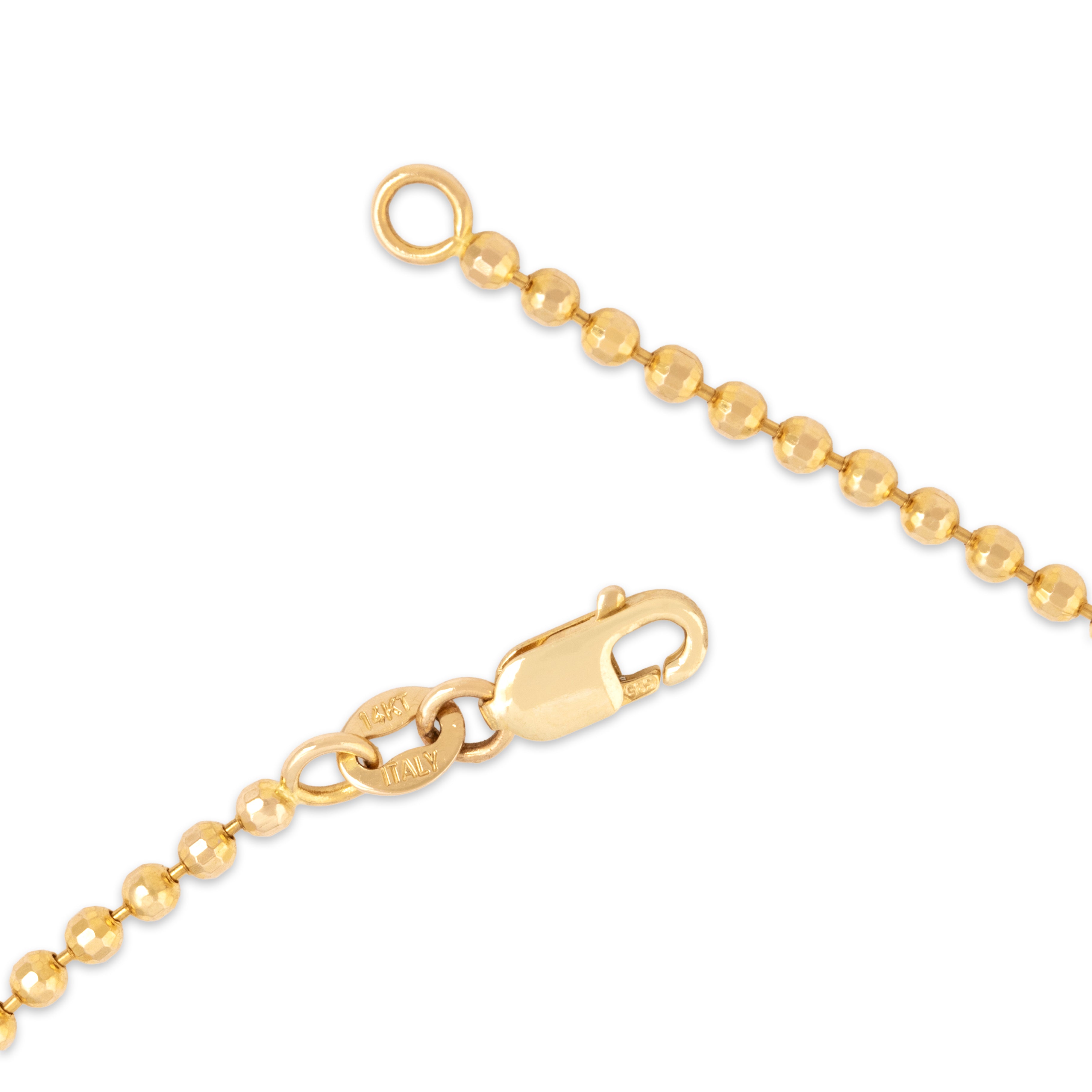 Vintage Italian 14k Yellow Gold 1.9mm Glittering Disco Ball Chain - clasp view