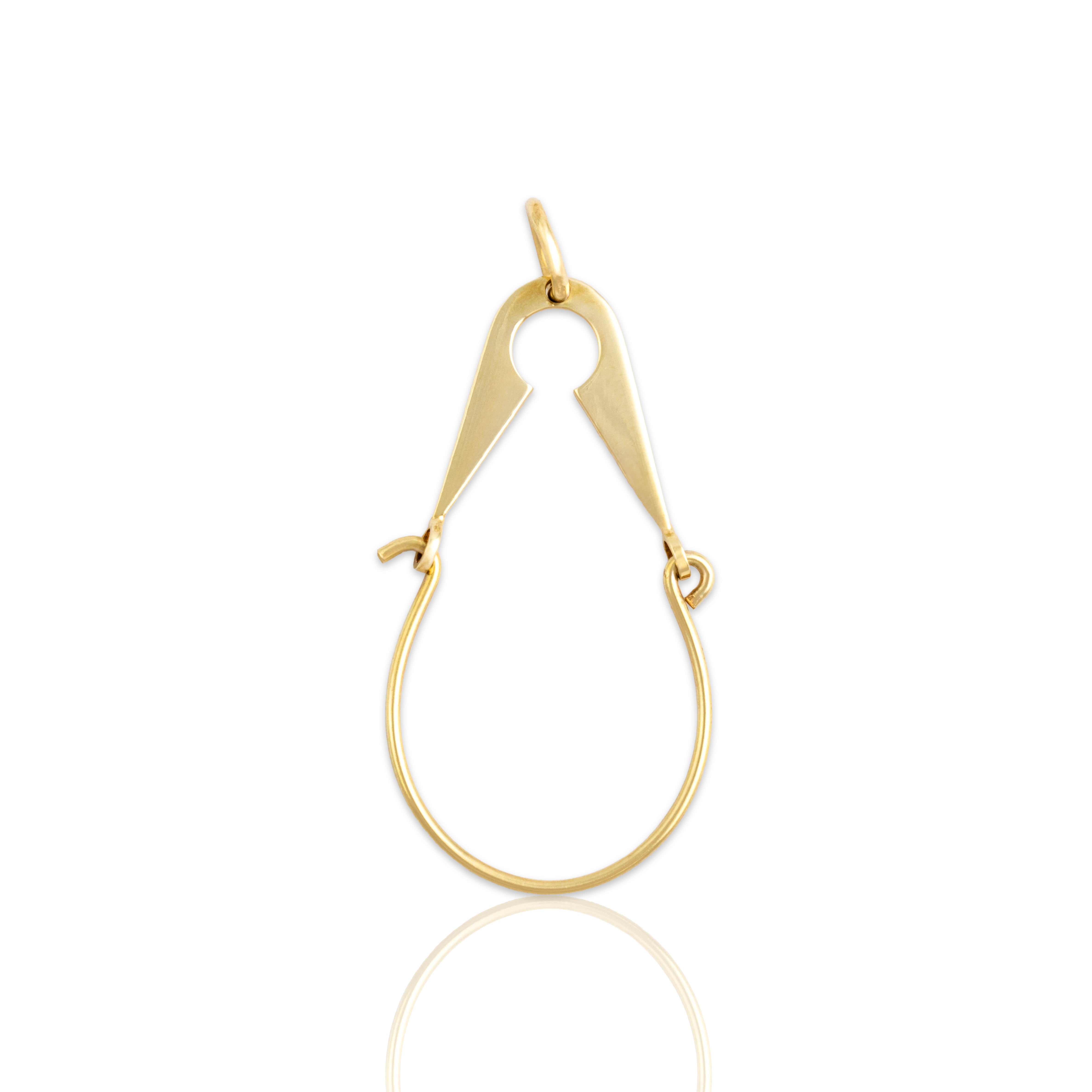 Vintage Italian 14k Yellow Gold Sleek Charm Hook Charm / Pendant