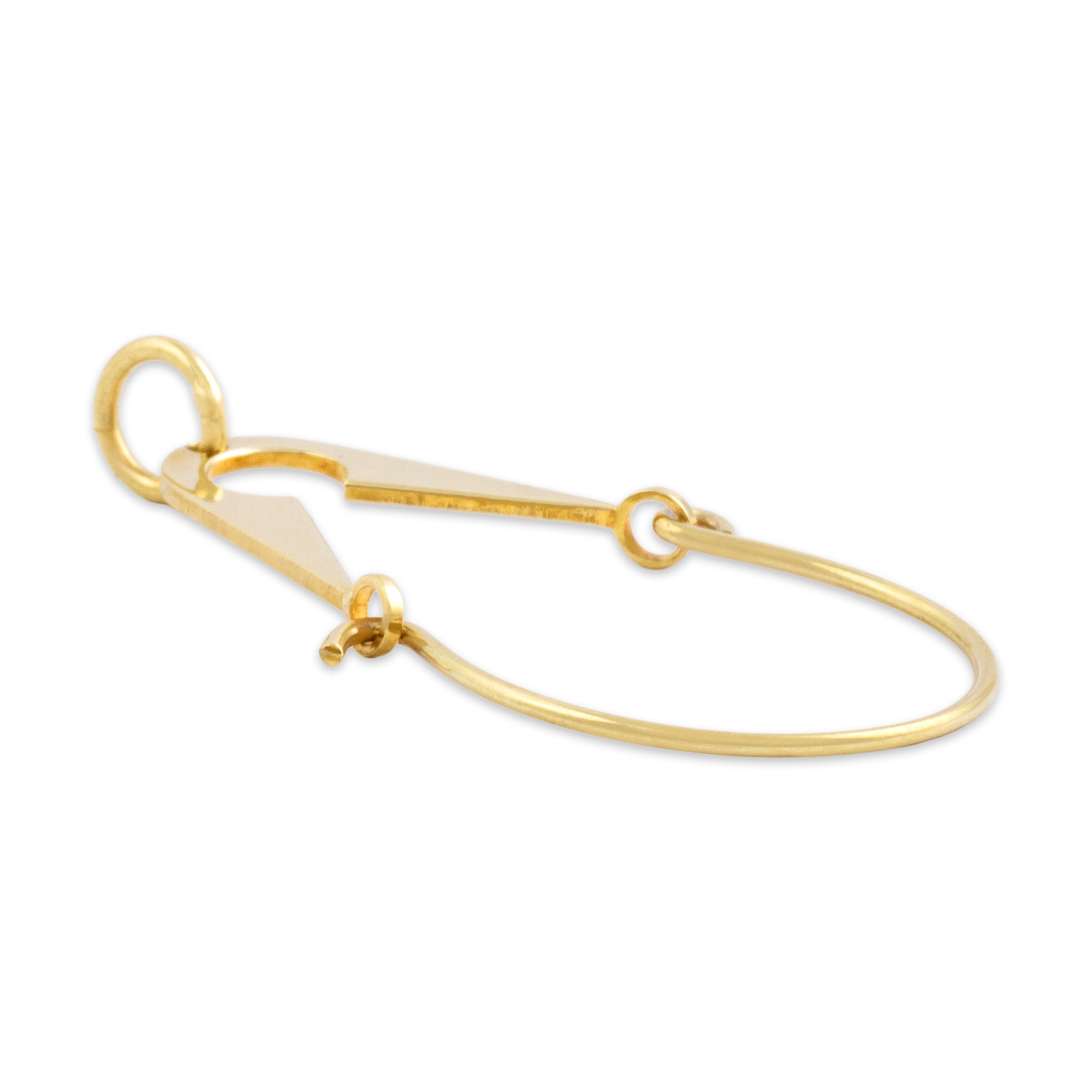 Vintage Italian 14k Yellow Gold Sleek Charm Hook Charm / Pendant