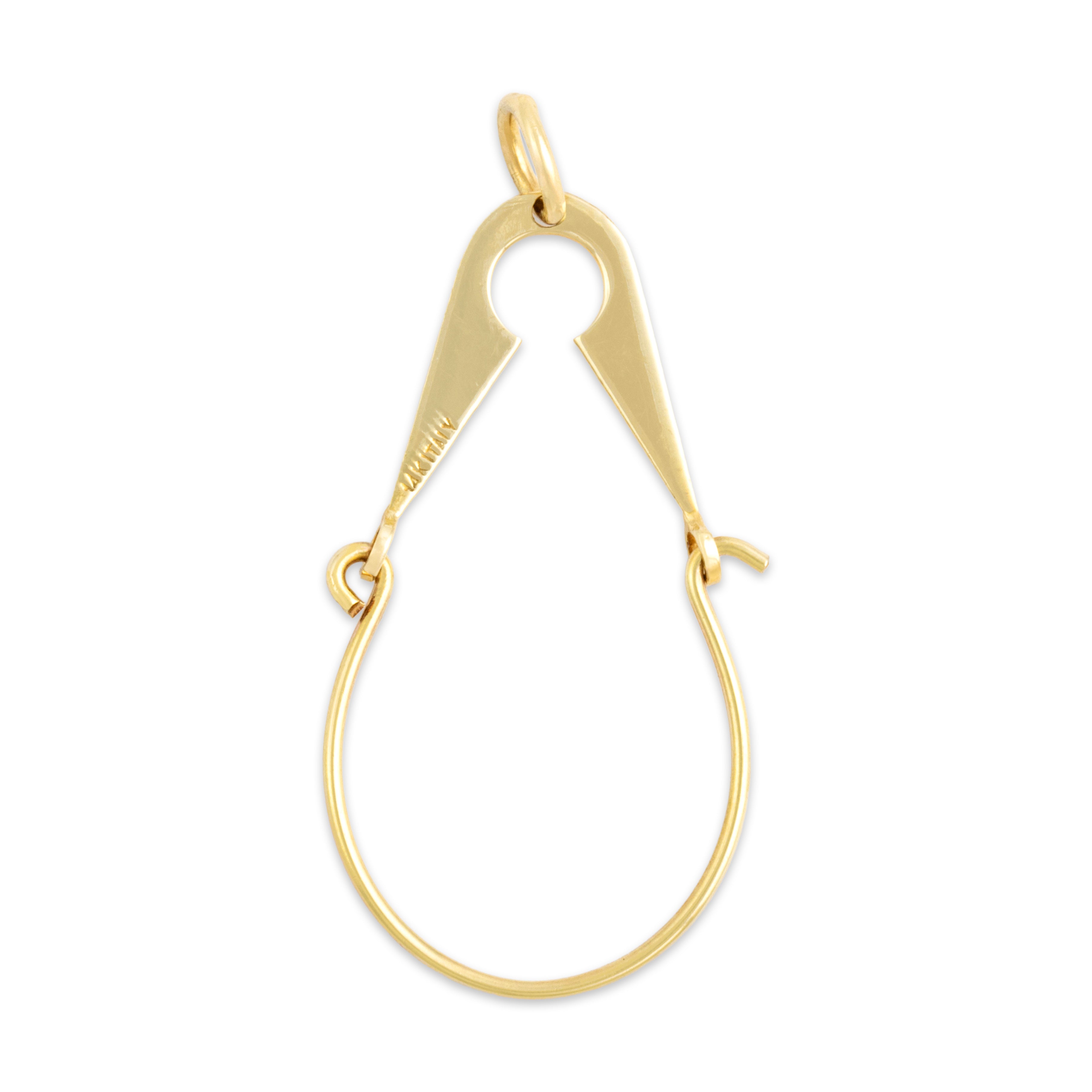 Vintage Italian 14k Yellow Gold Sleek Charm Hook Charm / Pendant