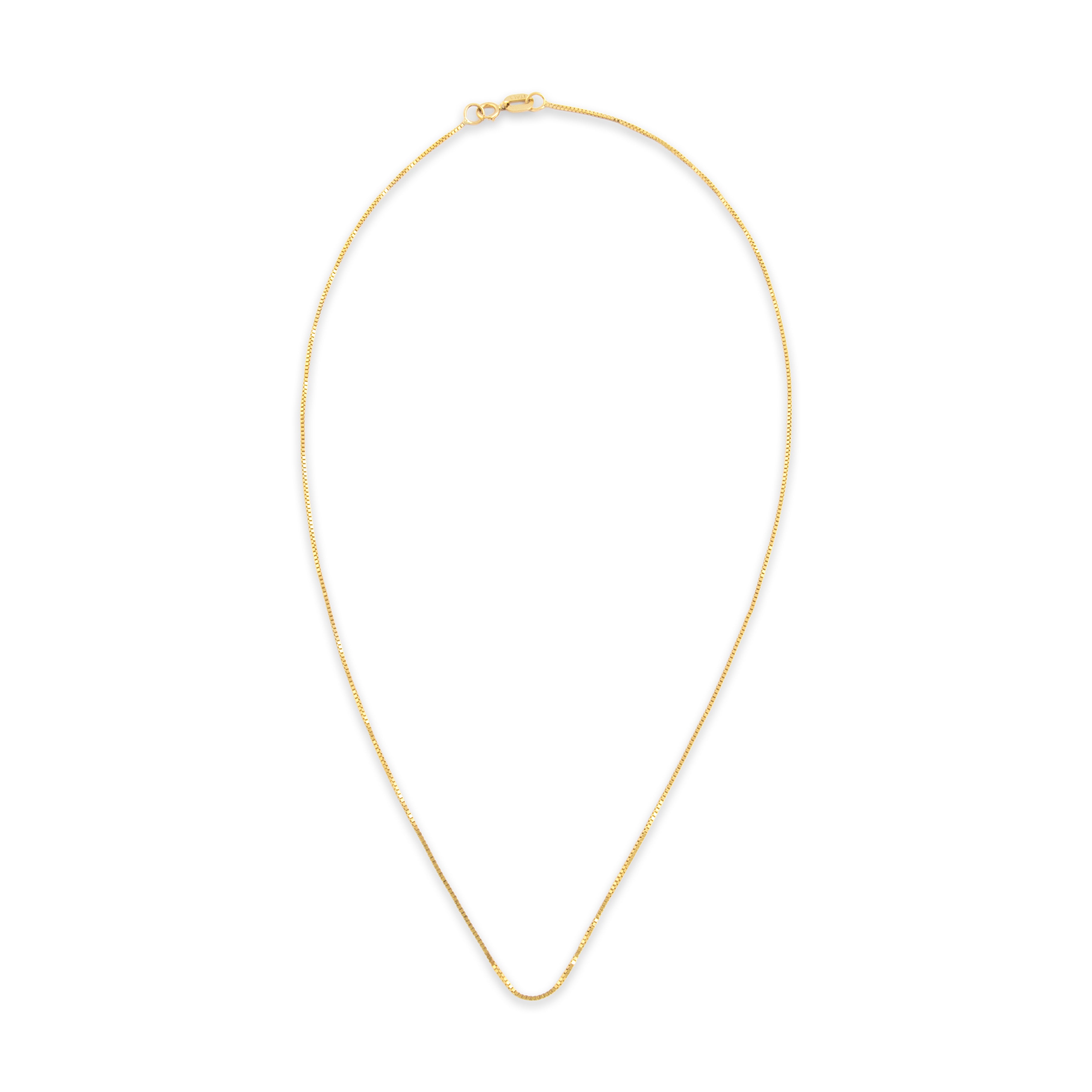 Vintage Italian 14k Yellow Gold 0.7mm Dainty Box Chain - Overall view