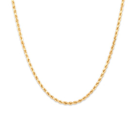 Vintage 14k Yellow Gold 2.3mm Shimmering Diamond Cut Rope Chain 20.5"
