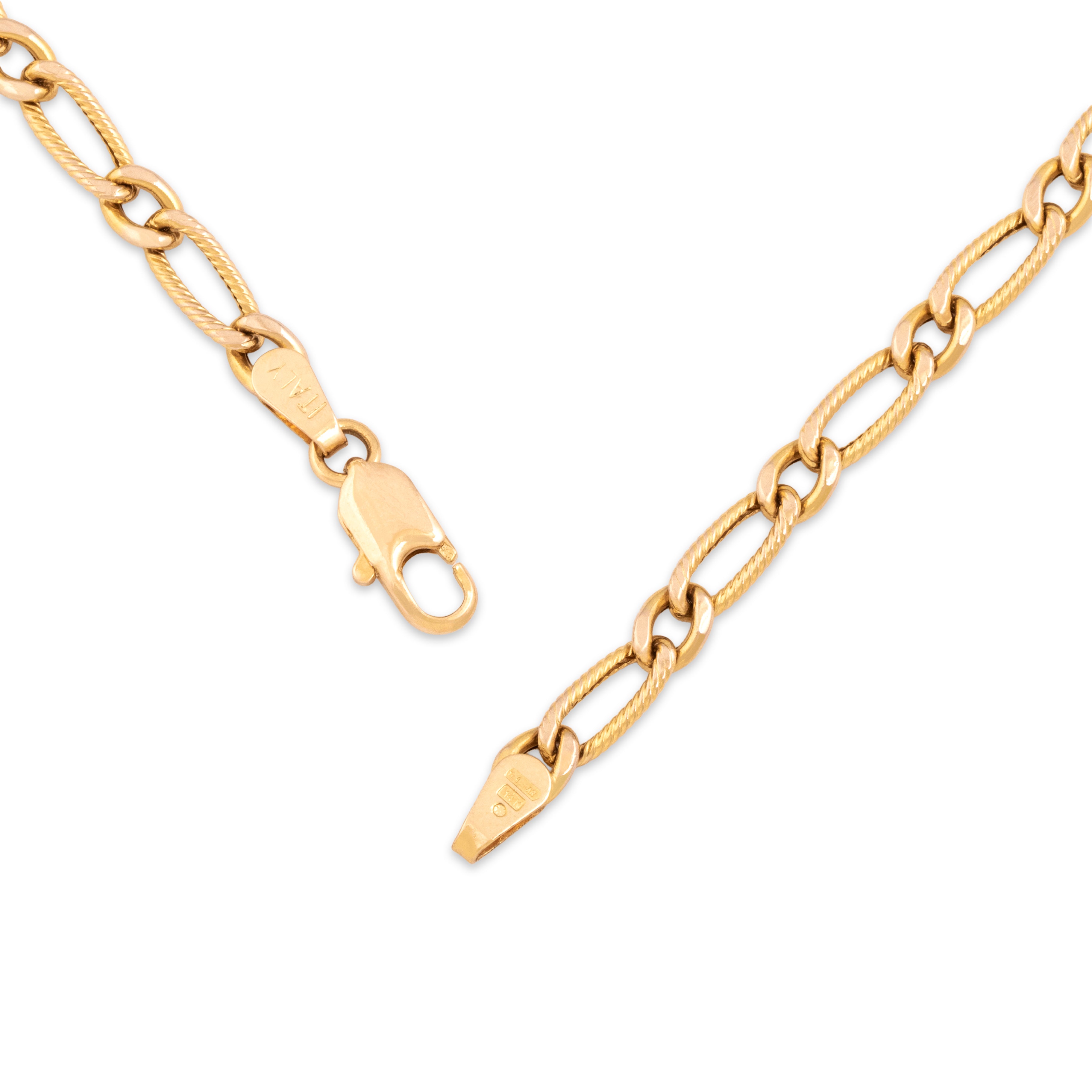 Vintage Italian 14k Yellow Gold 3.6mm Alternating Twisted Figaro Chain - clasp view
