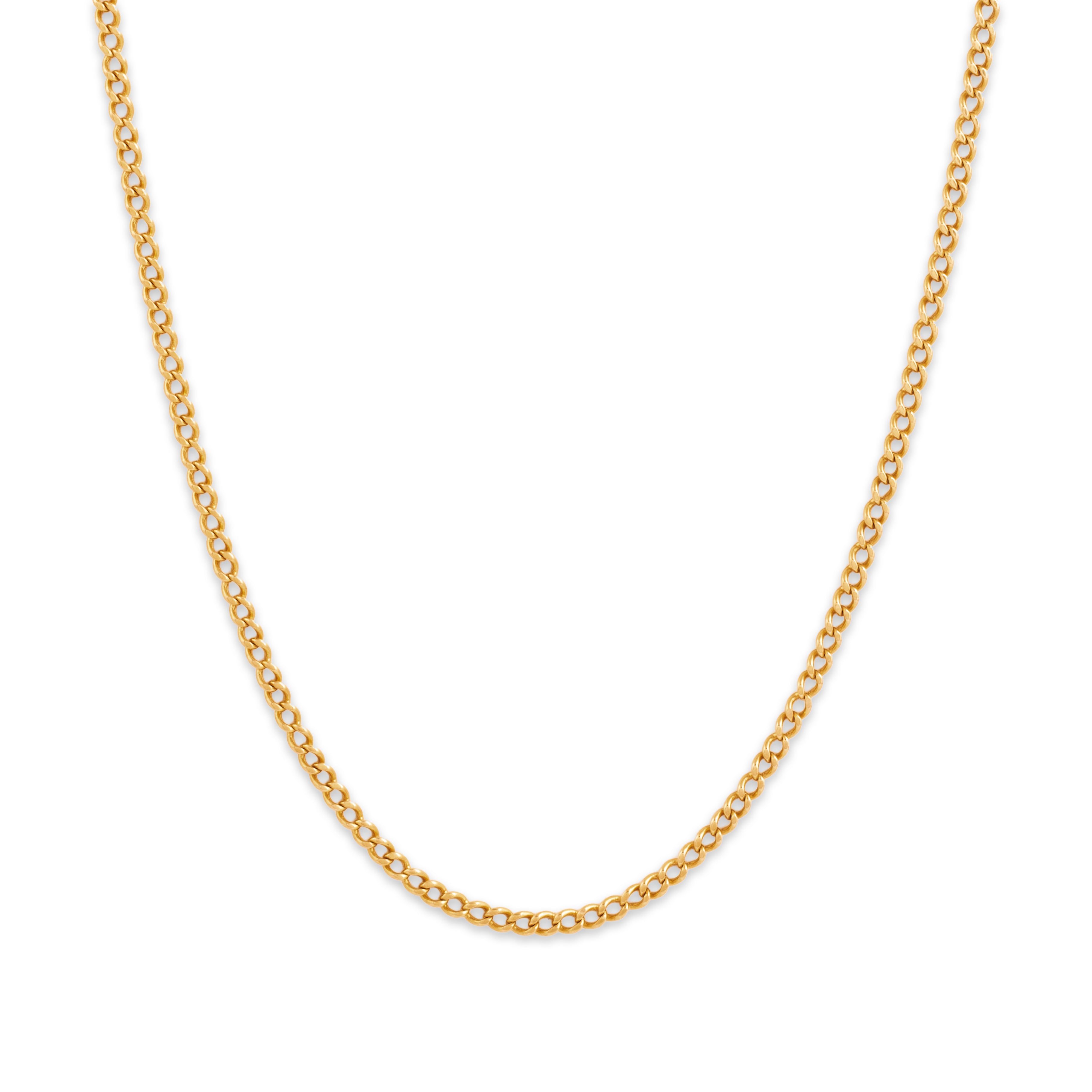 Vintage Italian 18k Yellow Gold 2.3mm Timeless Long Curb Chain - Close-up view