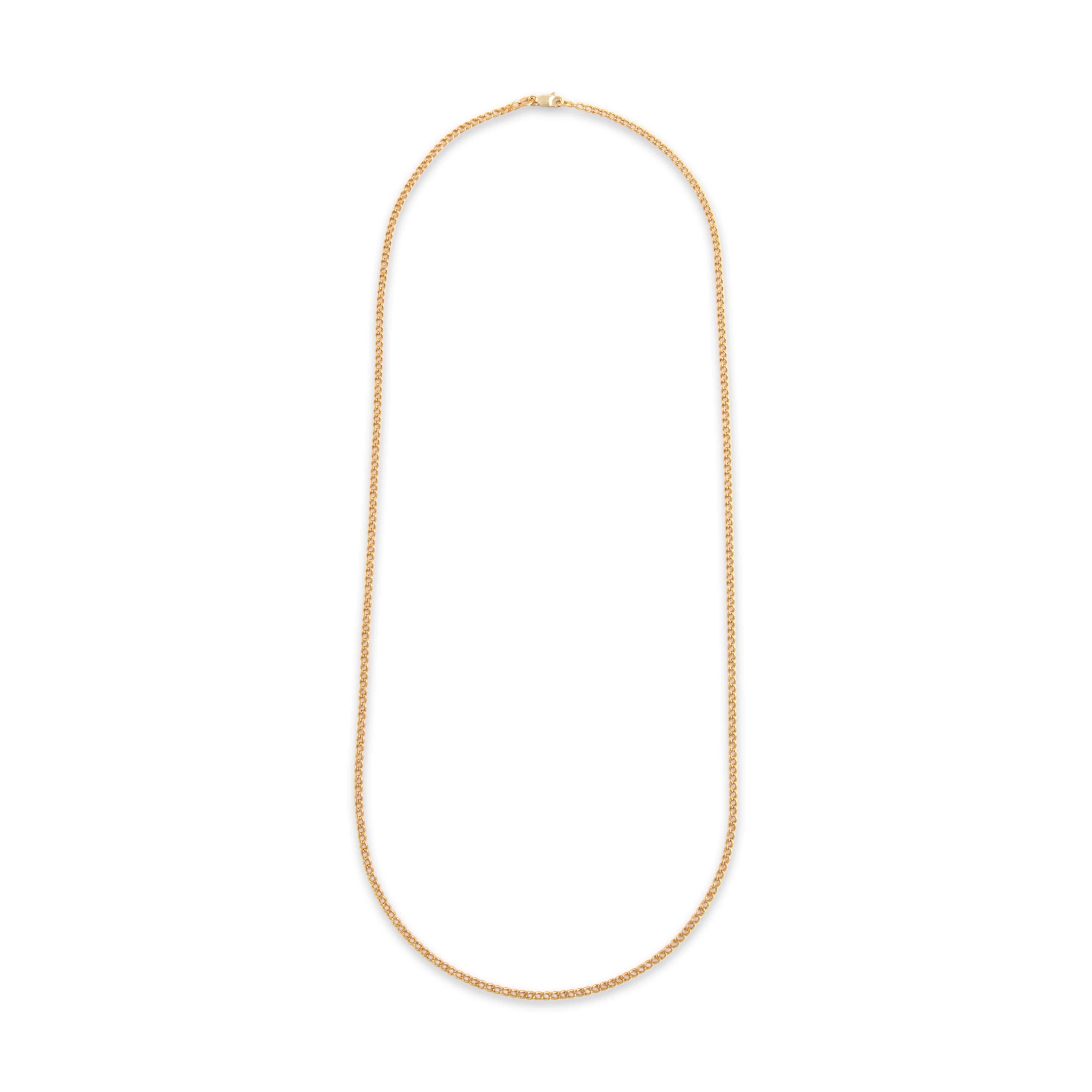 Vintage Italian 18k Yellow Gold 2.3mm Timeless Long Curb Chain - Overall view