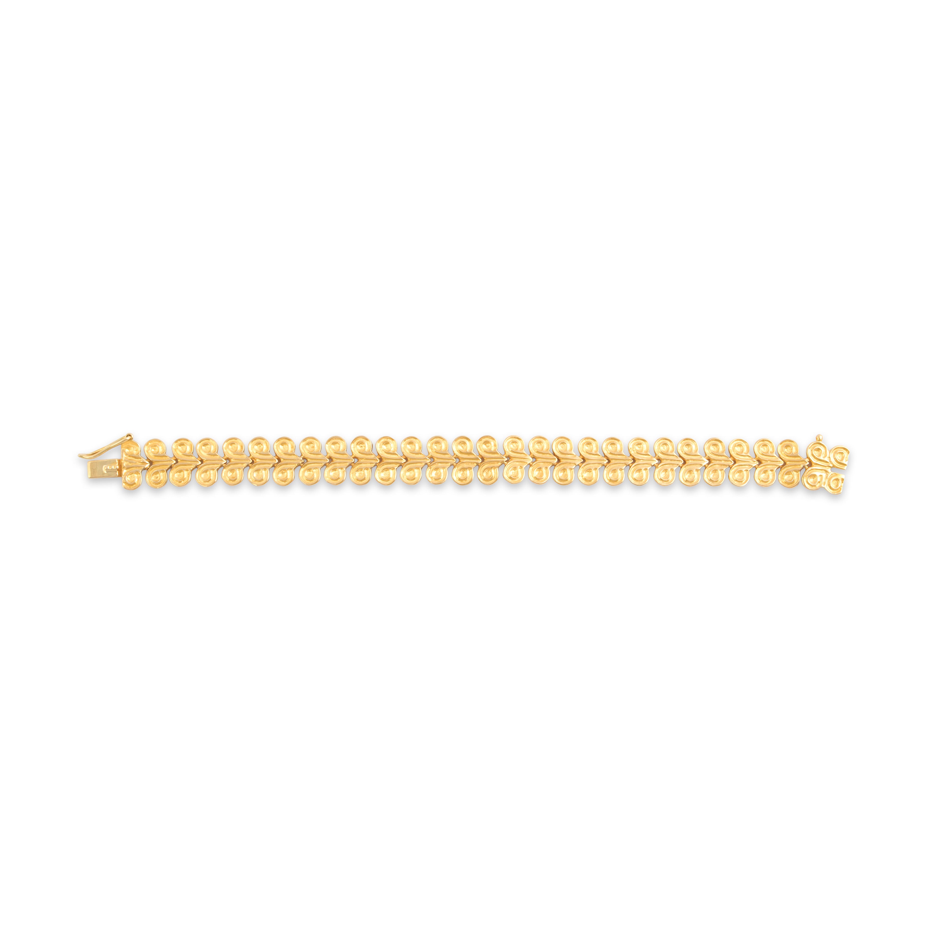 Vintage 18k Yellow Gold Fantastic Classical-Style Swirled Link Bracelet 6.75