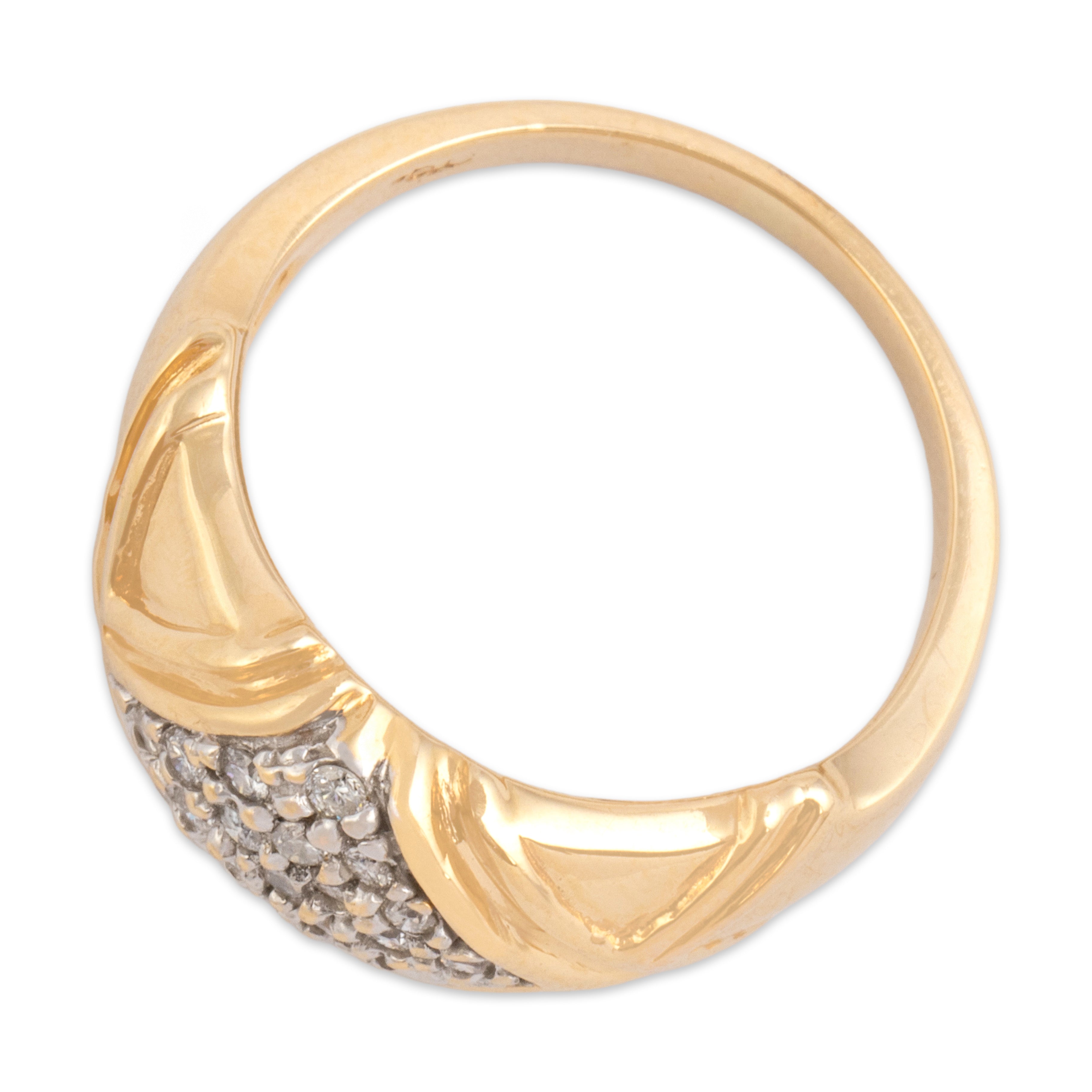 Vintage 14k Yellow Gold Diamond Chic Criss-Cross Pavã© Band Ring - Overall view