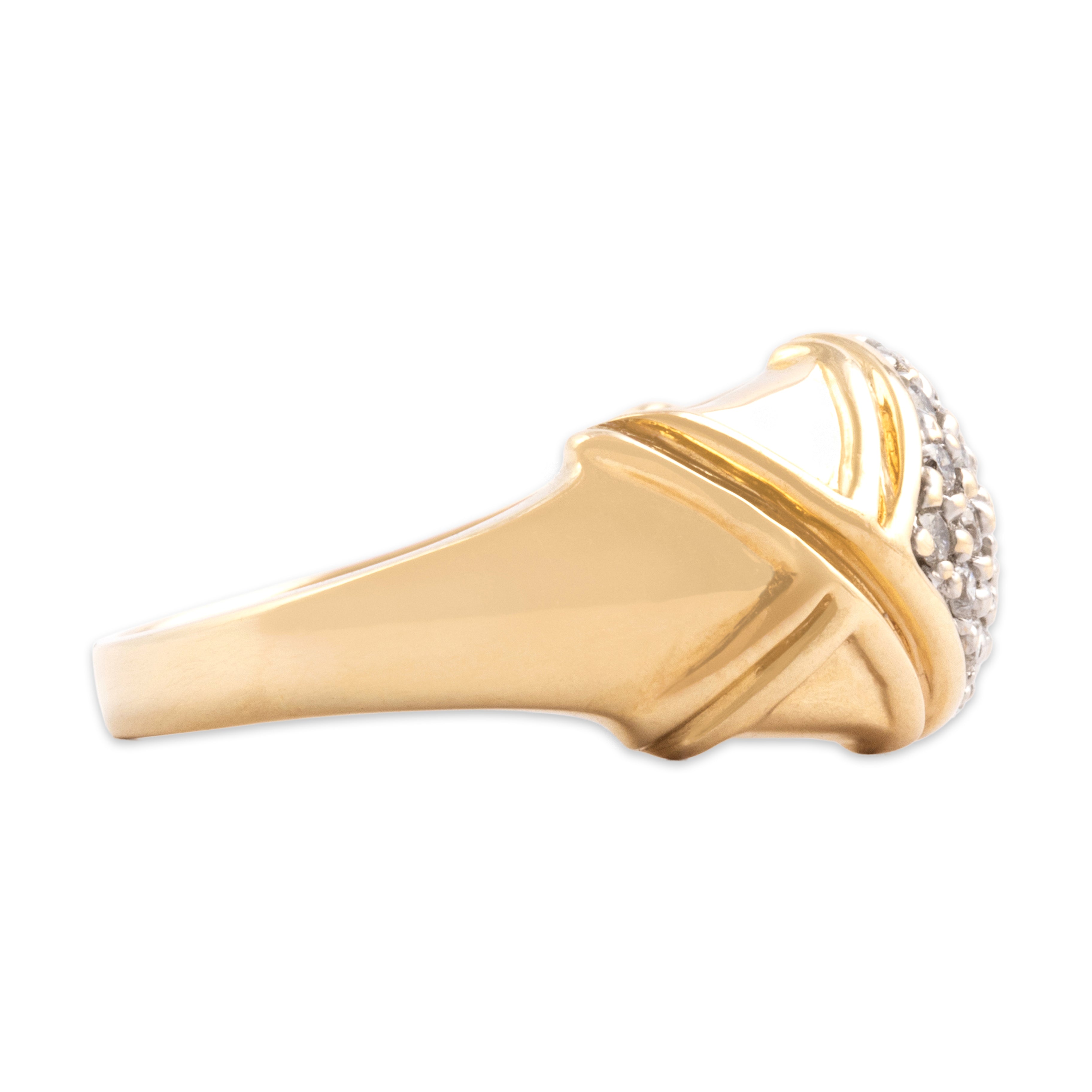 Vintage 14k Yellow Gold Diamond Chic Criss-Cross Pavã© Band Ring - Side view