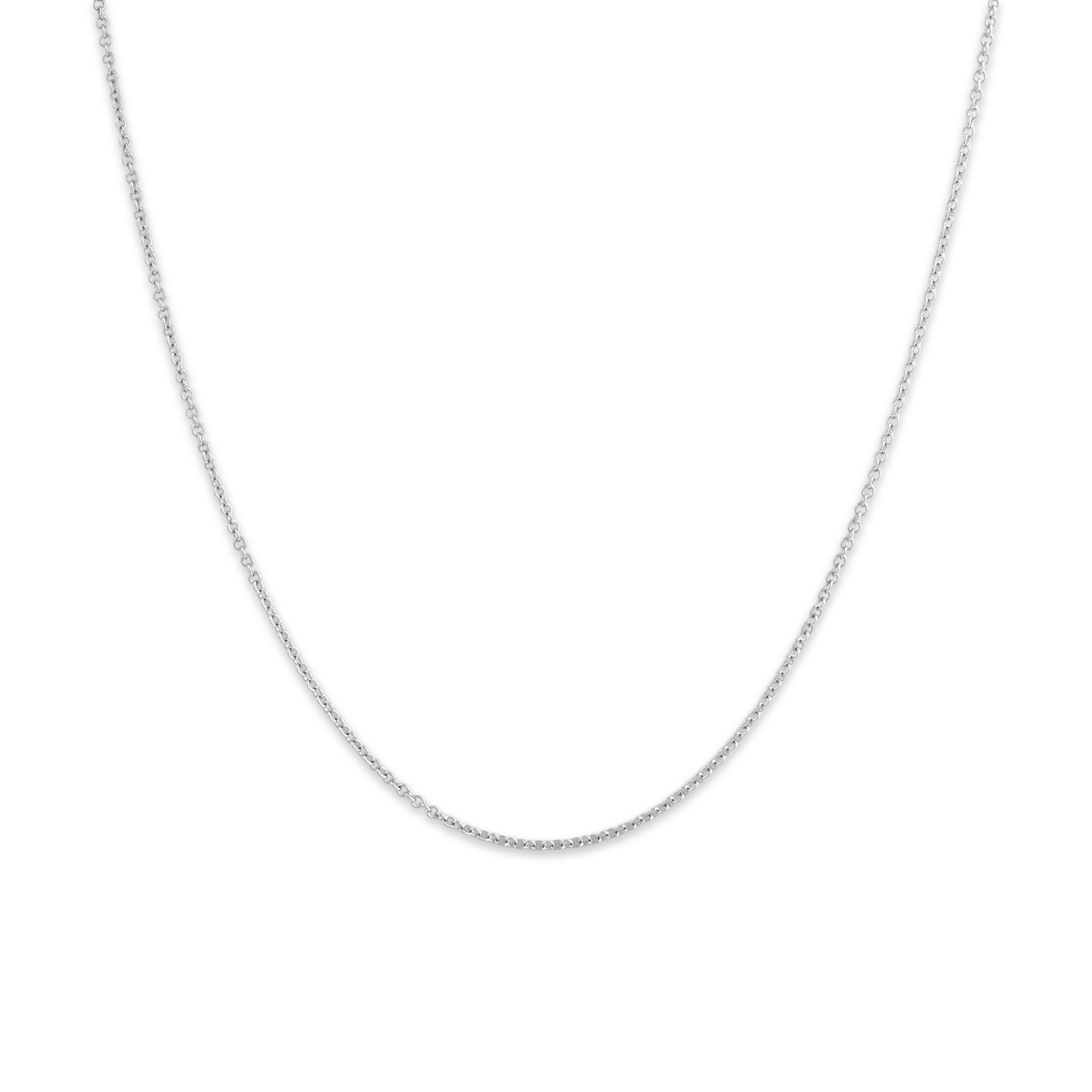 Estate 18k White Gold 1.2mm Quintessential Cable Chain - Close-up view