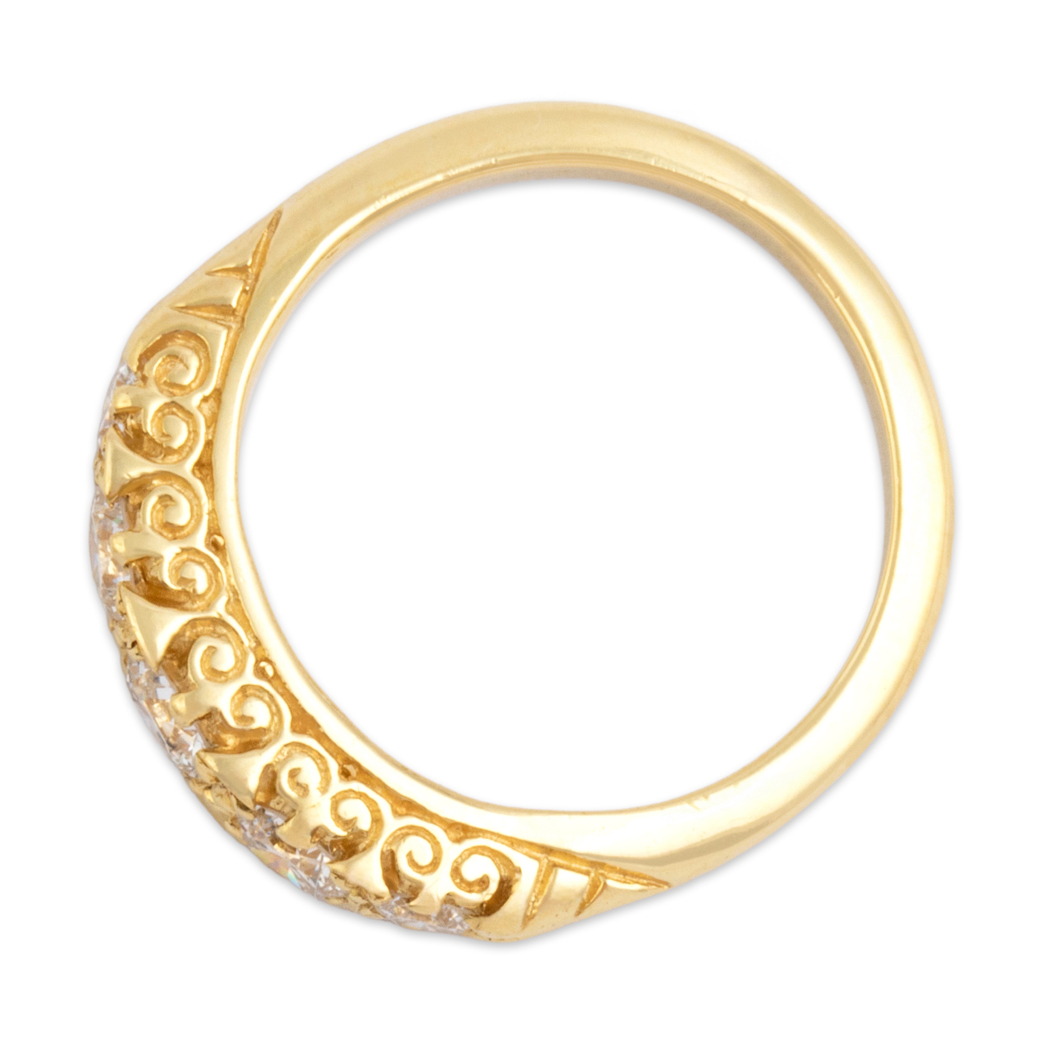 Vintage 18k Yellow Gold 1.0cttw Diamond Fabulous Graduating Swirled Line Ring - Overall view