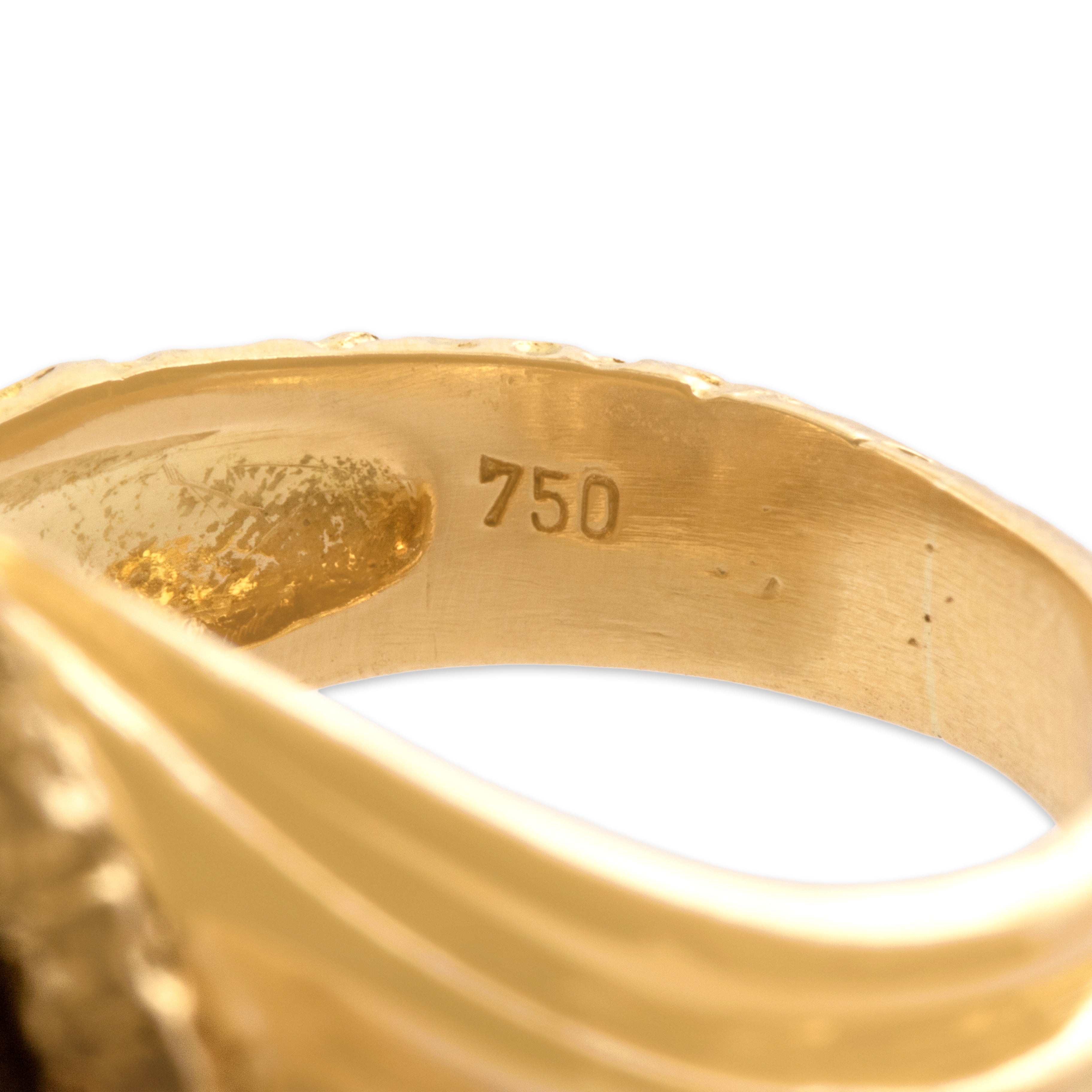 Vintage Heavy 18k Yellow & White Gold .57cttw Diamond Sculptural Twist Ring - Hallmark view