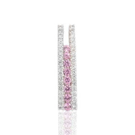 Vintage 18k White Gold Pink Sapphire Diamond Curved Glistening Line Slide Pendant