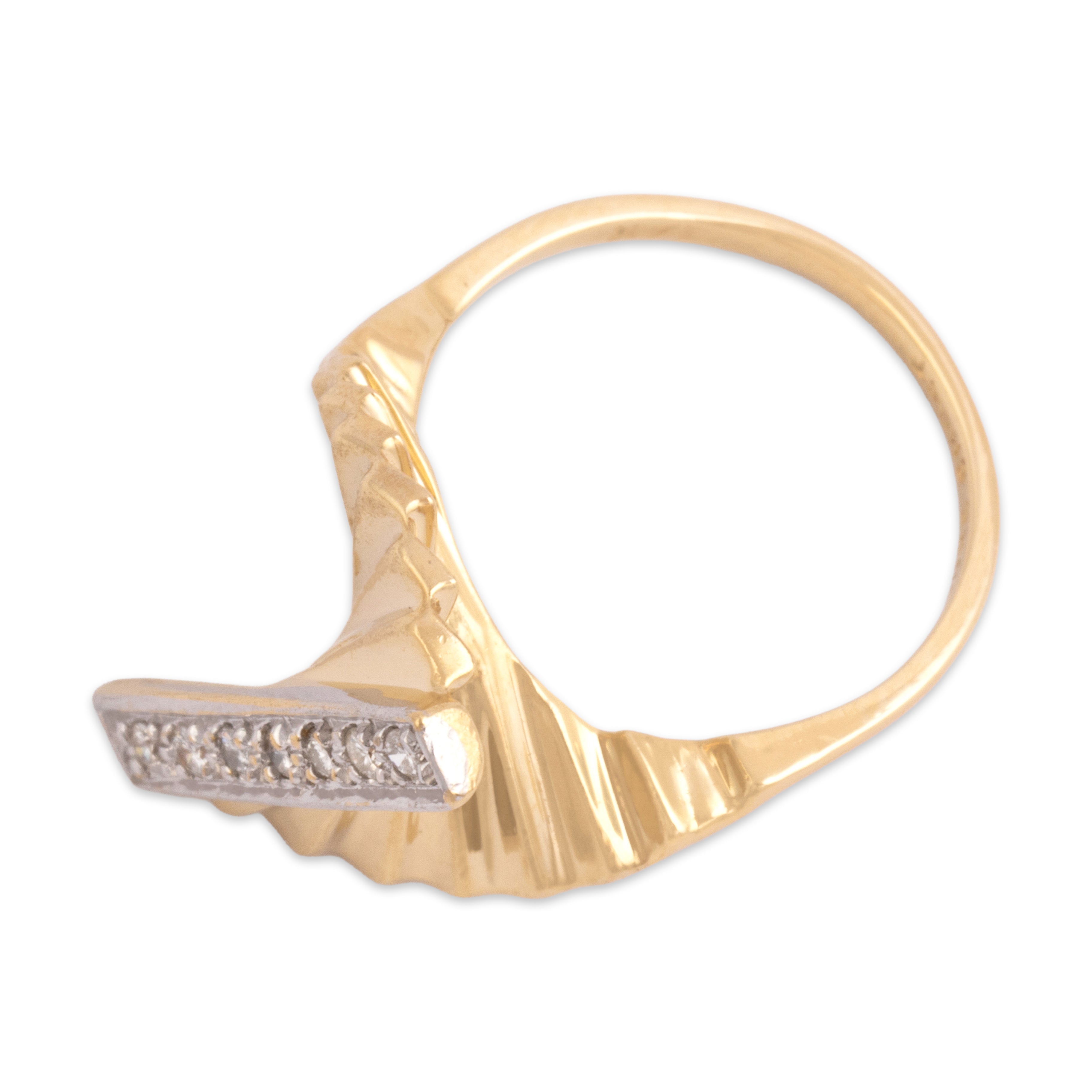 Vintage 14k Yellow Gold Diamond Dazzling Cocktail Fan Ring - Overall view