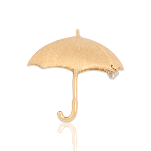 Vintage Larter & Sons 14k Yellow & White Gold Diamond Umbrella Brooch / Pin