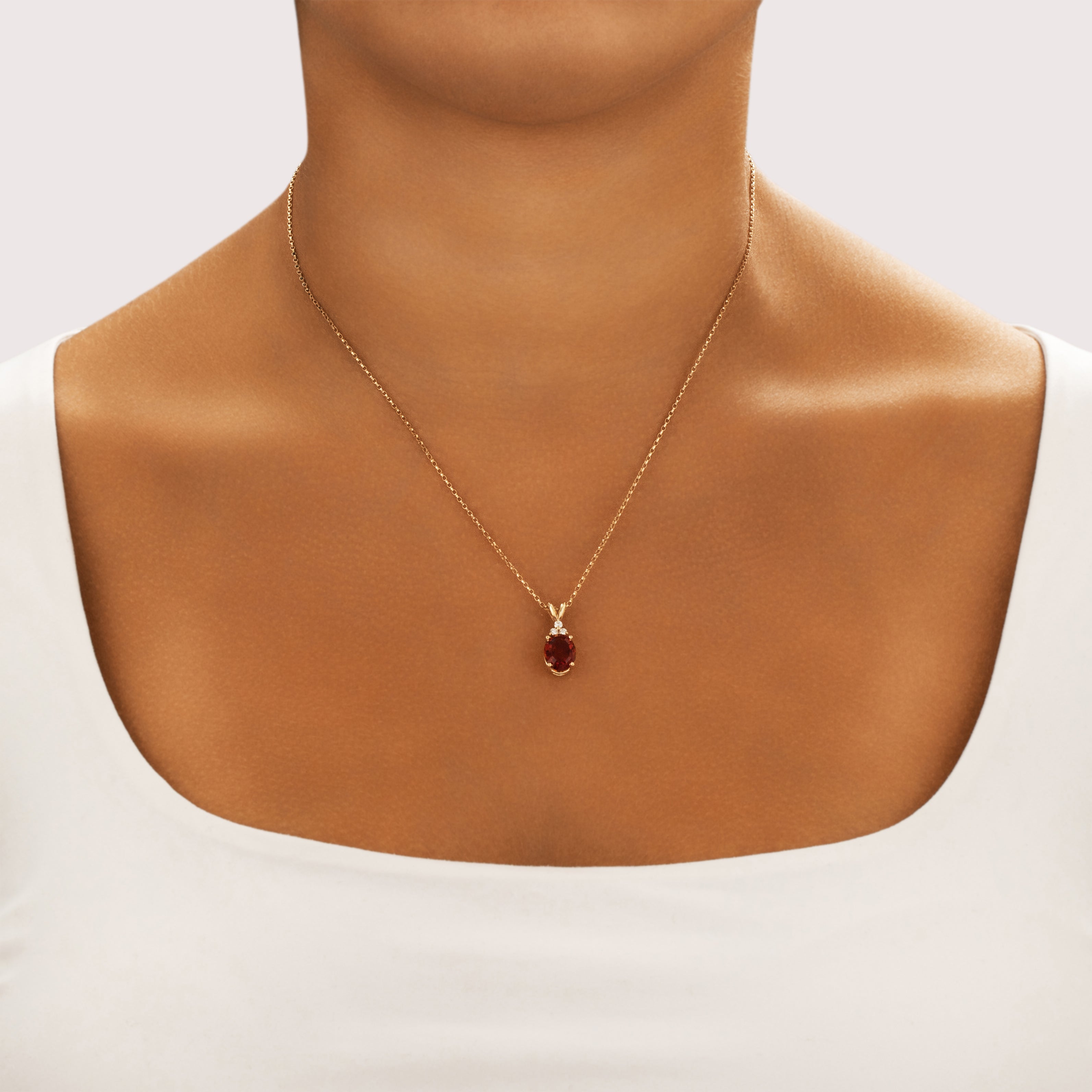 Vintage 14k Yellow Gold 1.96ct Madeira Citrine Diamond Sparkling Sunny Oval Pendant - On model view