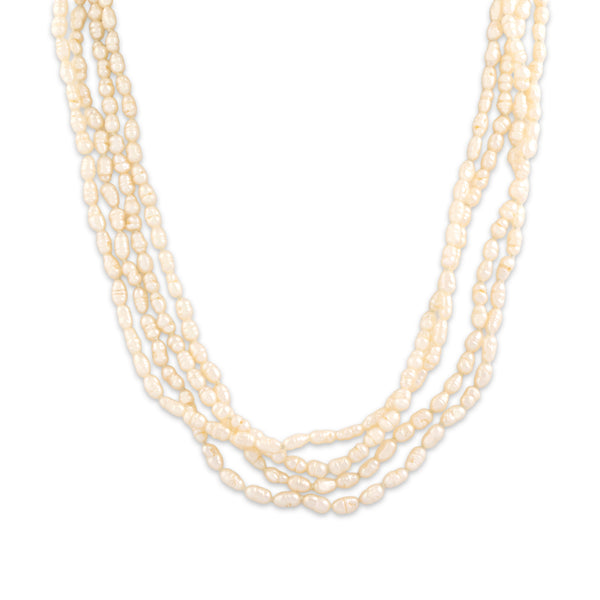 Vintage 14k Yellow Gold Baroque Pearl Elegant Four Strand Necklace 16.75