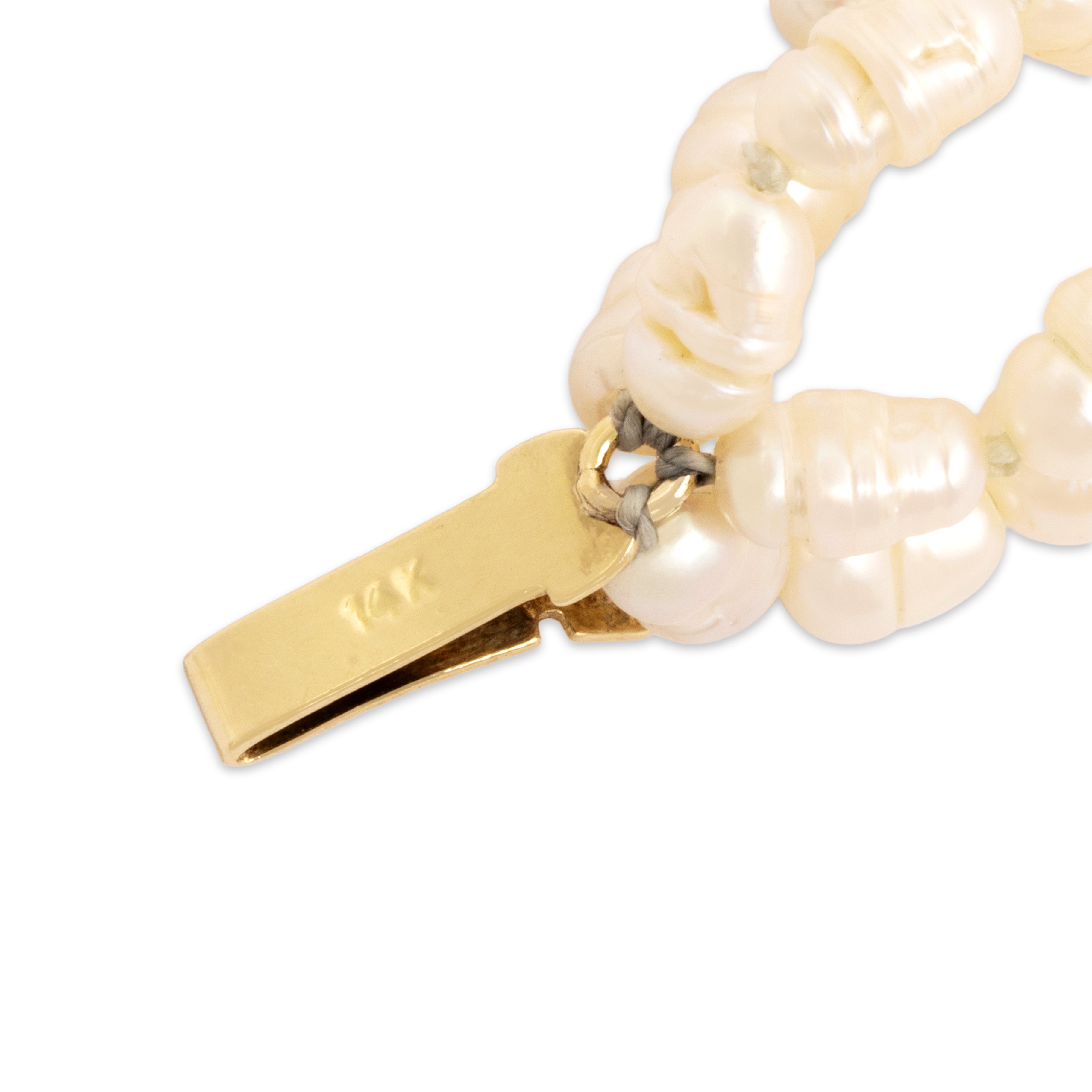 Vintage 14k Yellow Gold Baroque Pearl Elegant Four Strand Necklace - Hallmark view