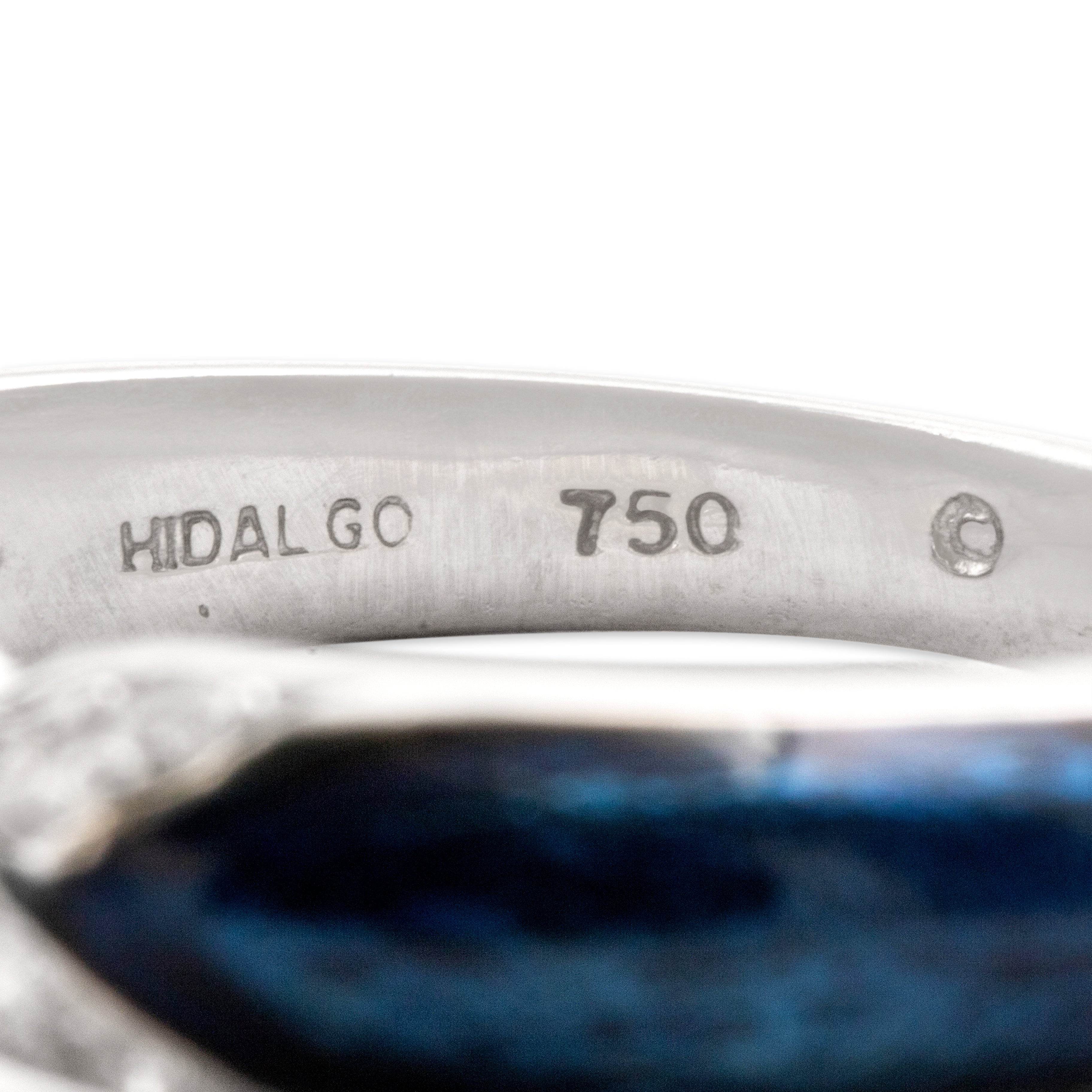 Vintage Hidalgo 18k White Gold Diamond Stackable Crossover Blue Enamel Pavã© Band Ring - Hallmark view