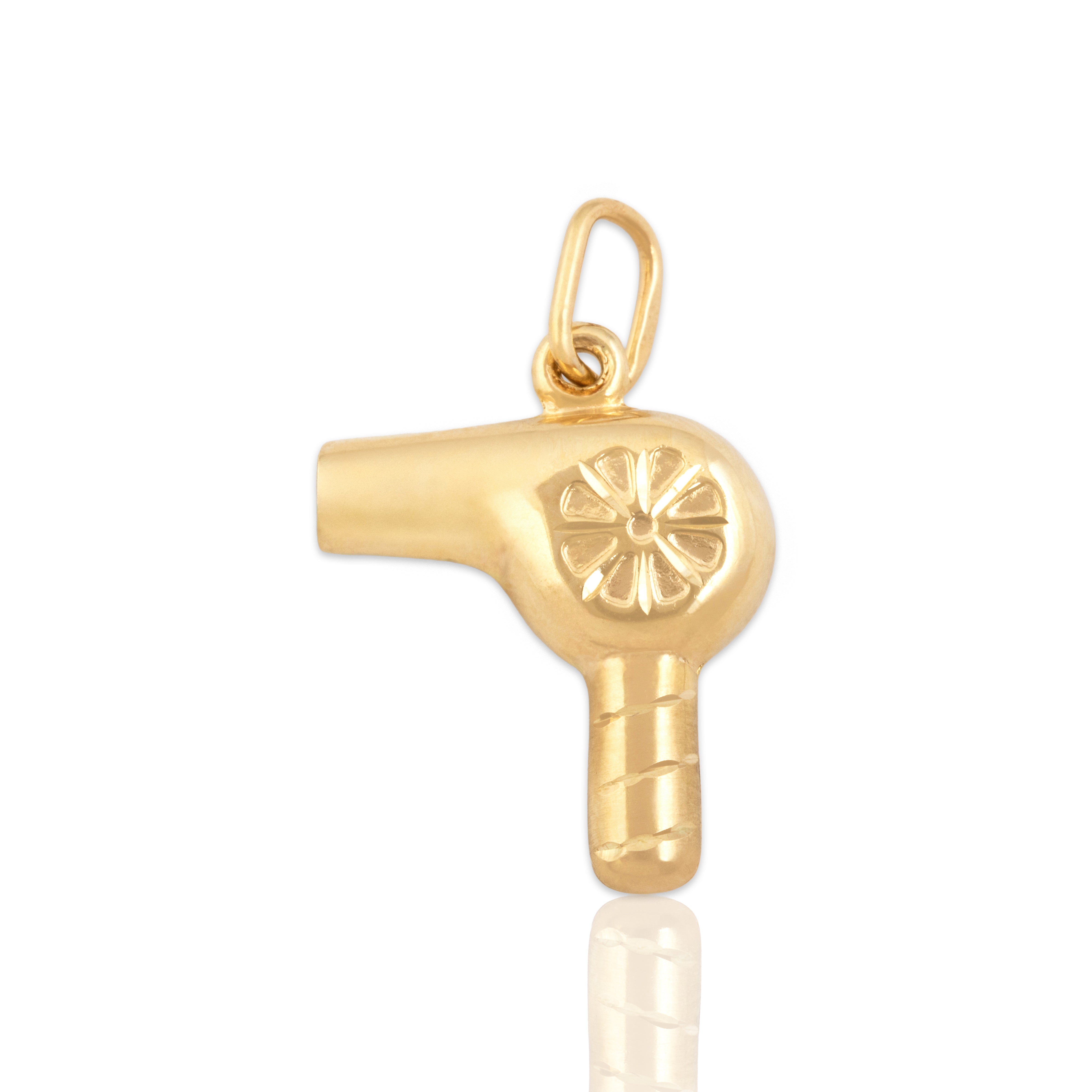 Vintage 14k Yellow Gold Salon Hair Dryer Charm / Pendant - Close-up view