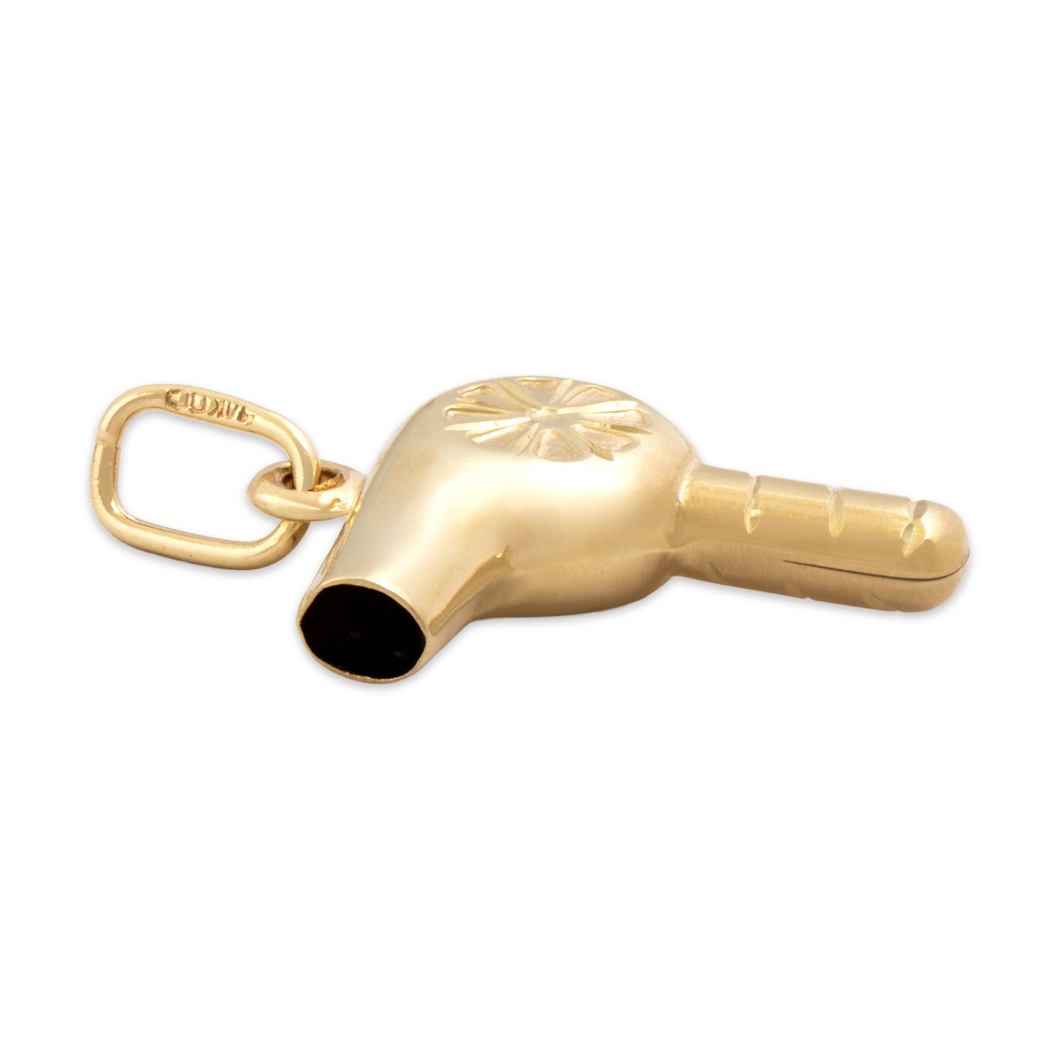 Vintage 14k Yellow Gold Salon Hair Dryer Charm / Pendant - Side view