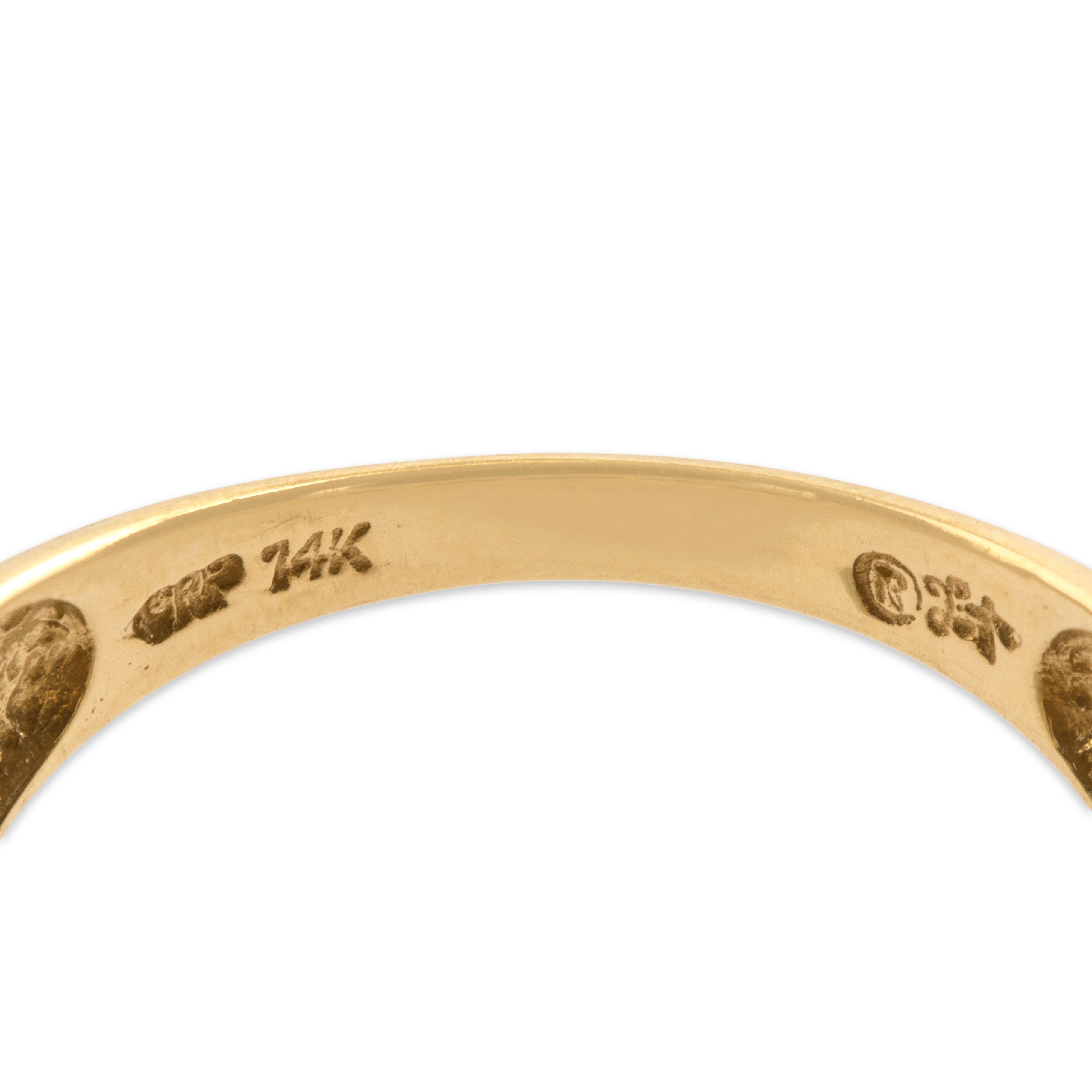 Vintage 14k Yellow Gold 1.49cttw Blue Sapphire Diamond Wide Vivid Channel Band Ring - Hallmark view
