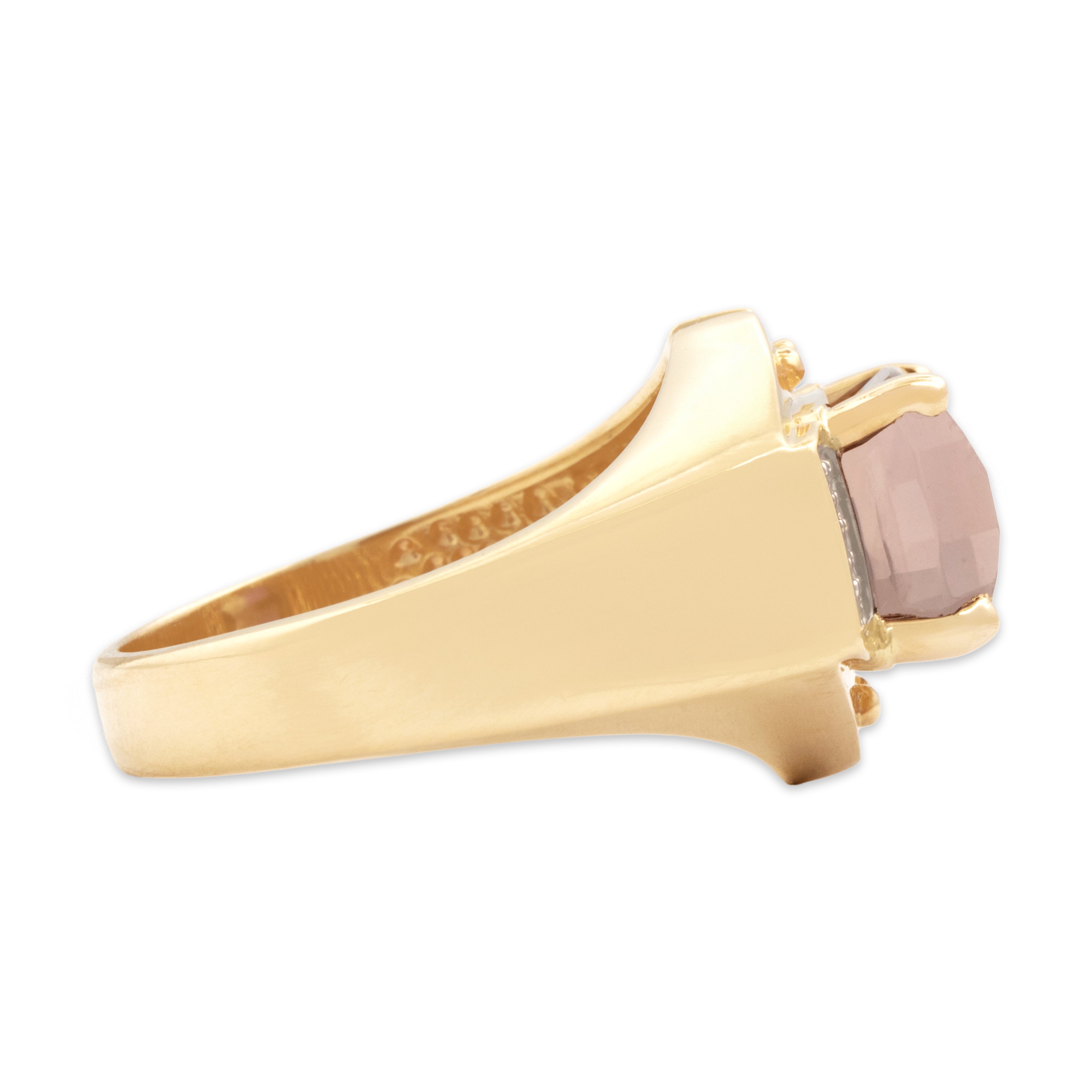 Vintage 14k Yellow Gold 4.04ct Ametrine Diamond Bold East-West Geometric Cocktail Ring - Side view