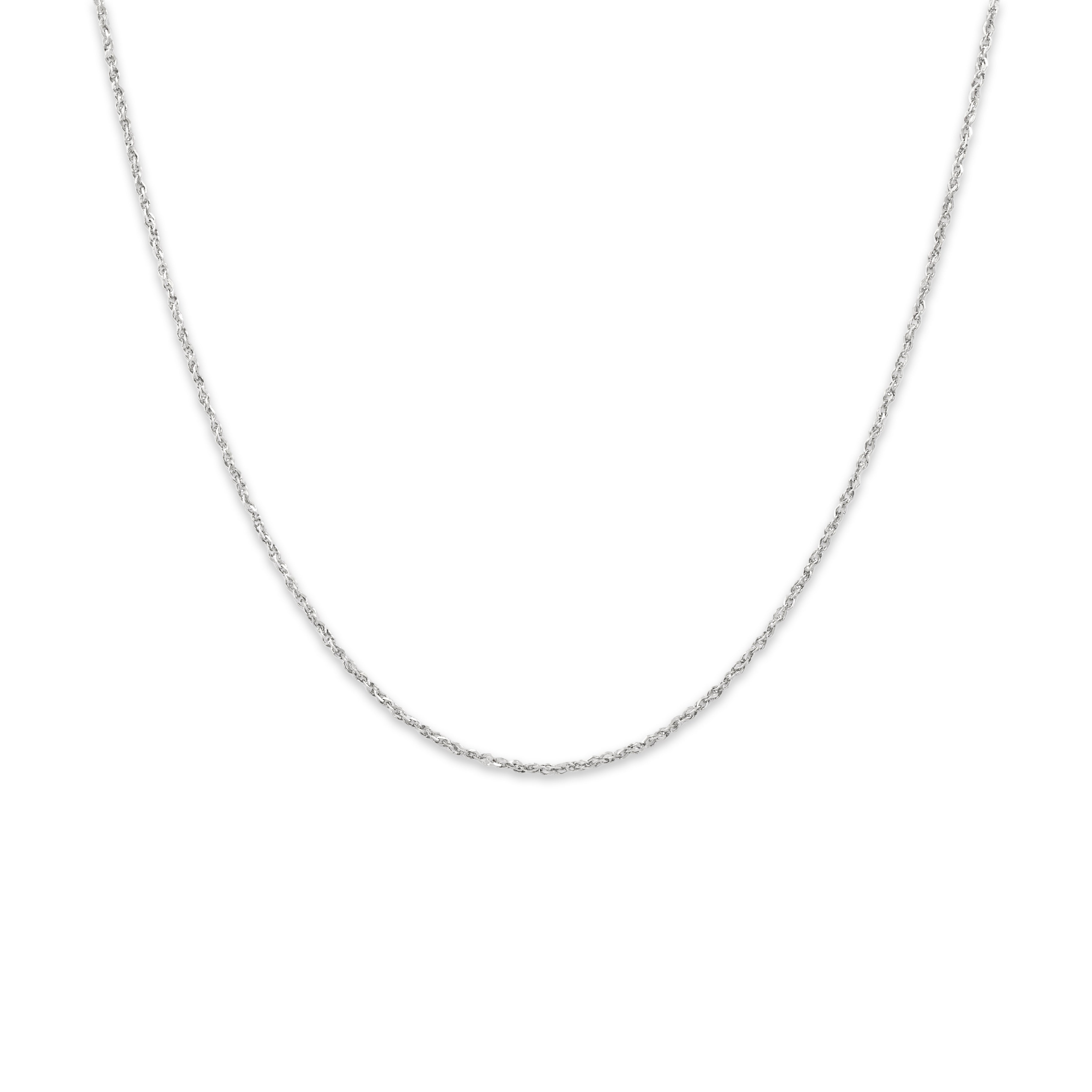 Vintage 14k White Gold 1mm Sparkling Twisted Link Chain - Close-up view