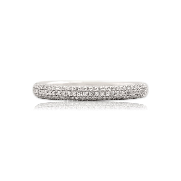 Vintage 14k White Gold Diamond Glittering Pavé Band Ring 6.50