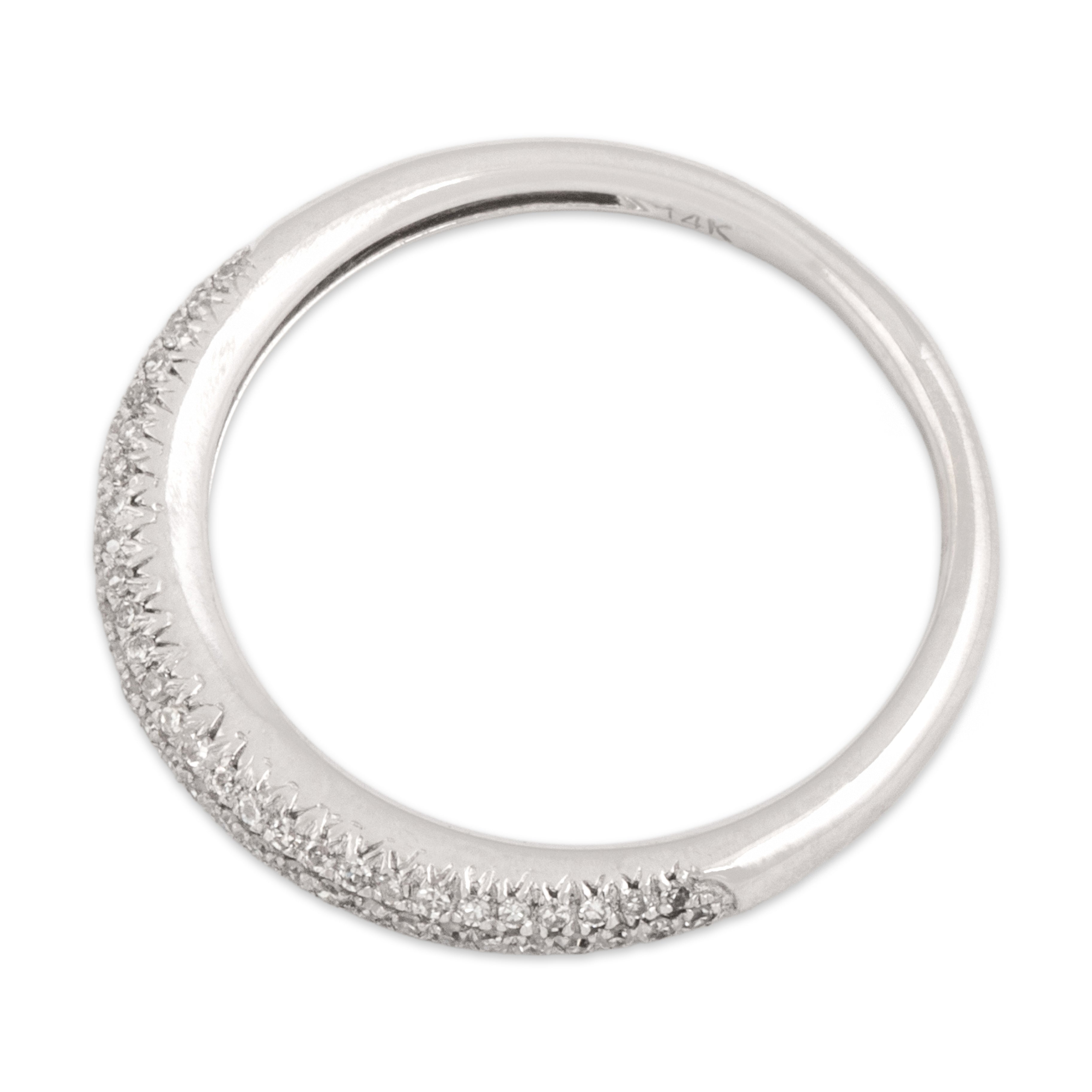 Vintage 14k White Gold Diamond Glittering Pavã© Band Ring - Overall view