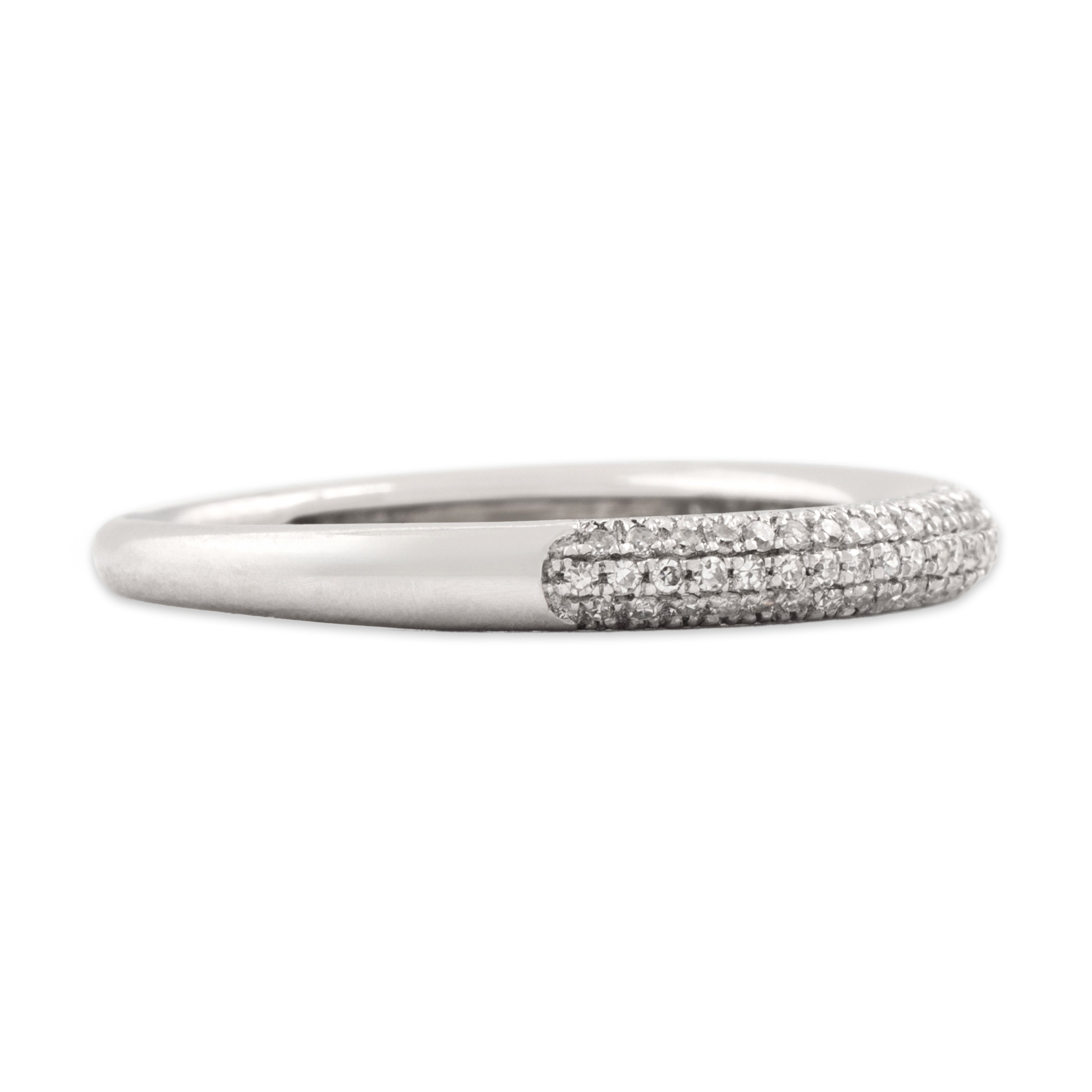 Vintage 14k White Gold Diamond Glittering Pavã© Band Ring - Side view