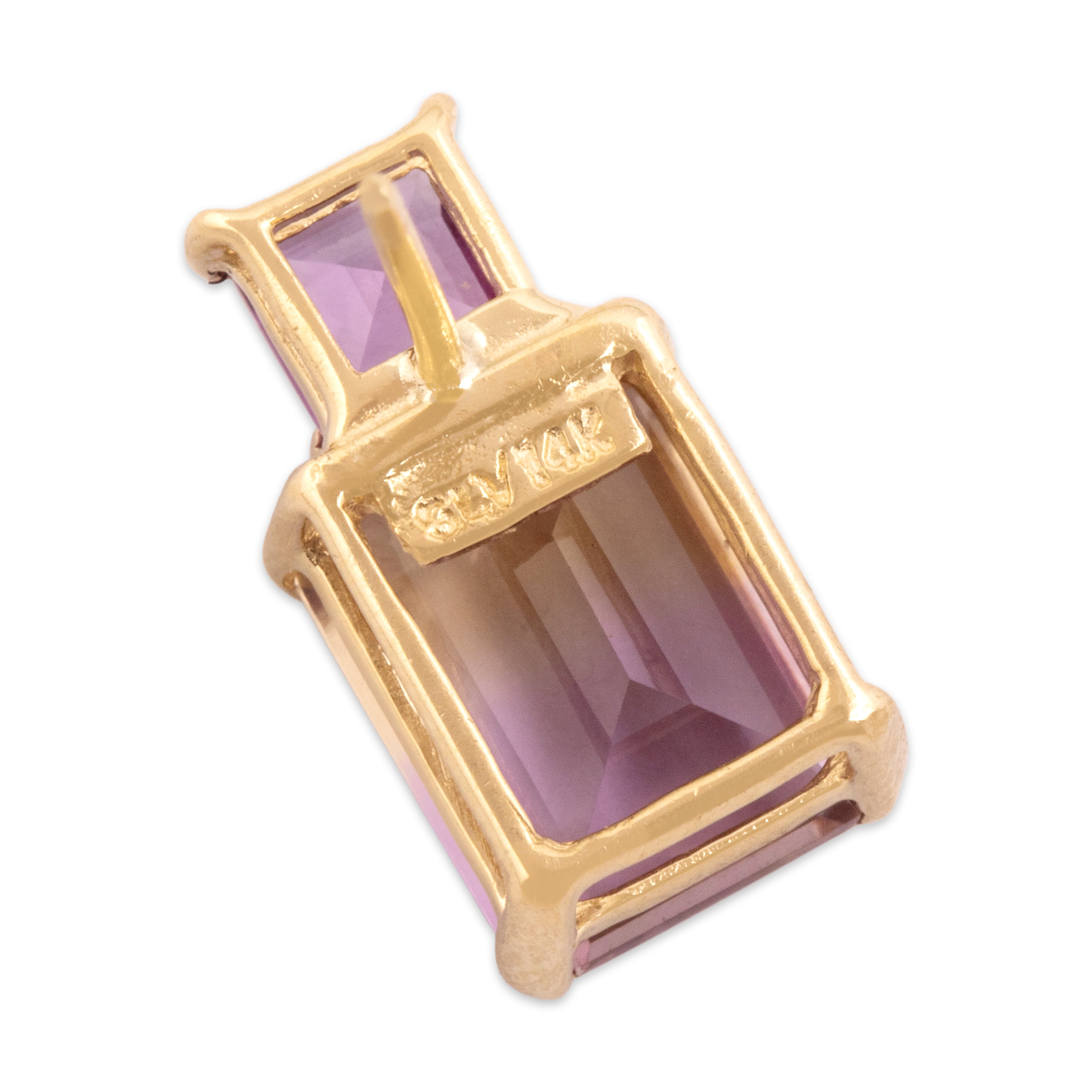 Vintage 14k Yellow Gold 3.78cttw Ametrine Amethyst Sleek Stacked Duo Stud Earrings - Hallmark view