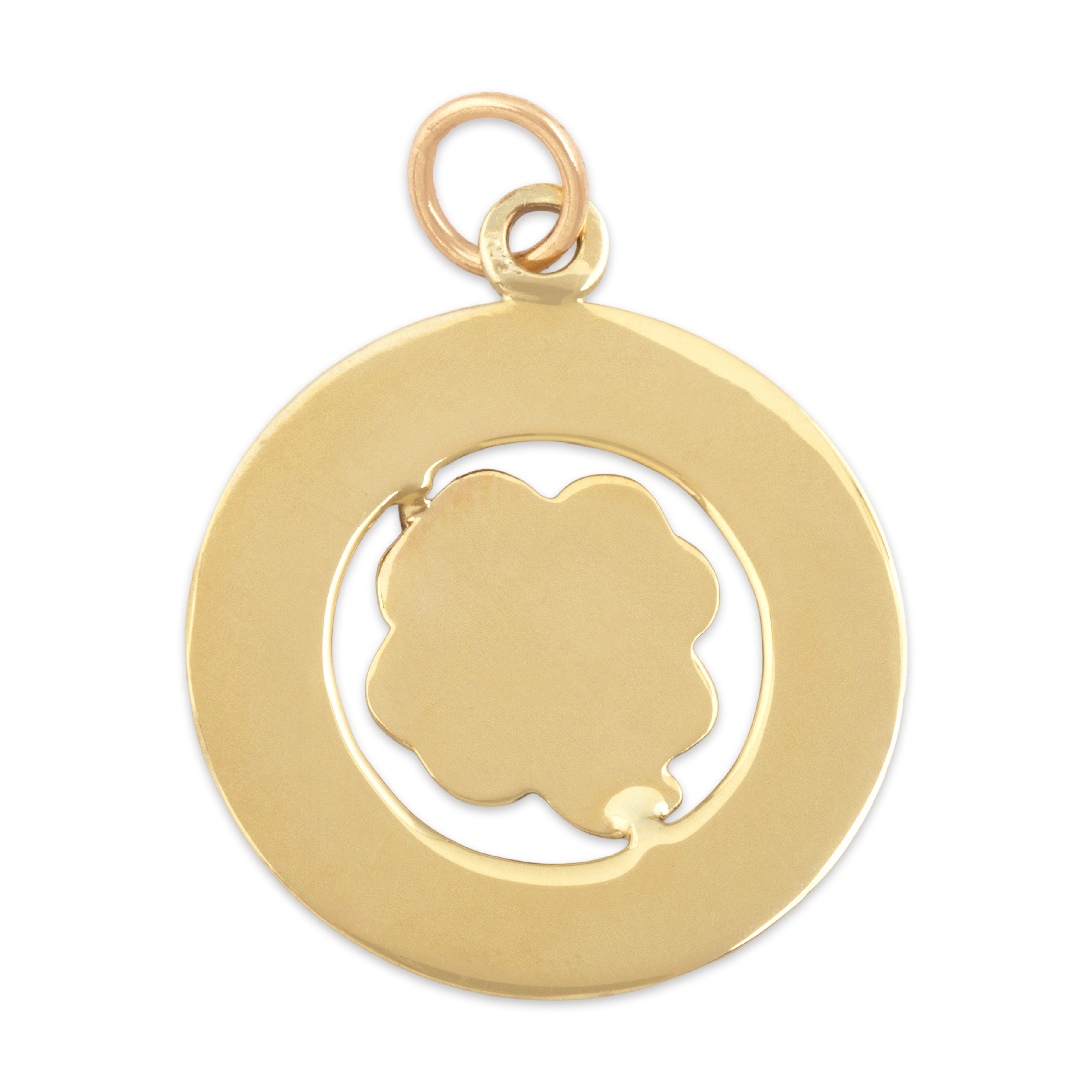 Vintage 14k Yellow Gold Lucky Enamel Shamrock Charm / Pendant - Back view