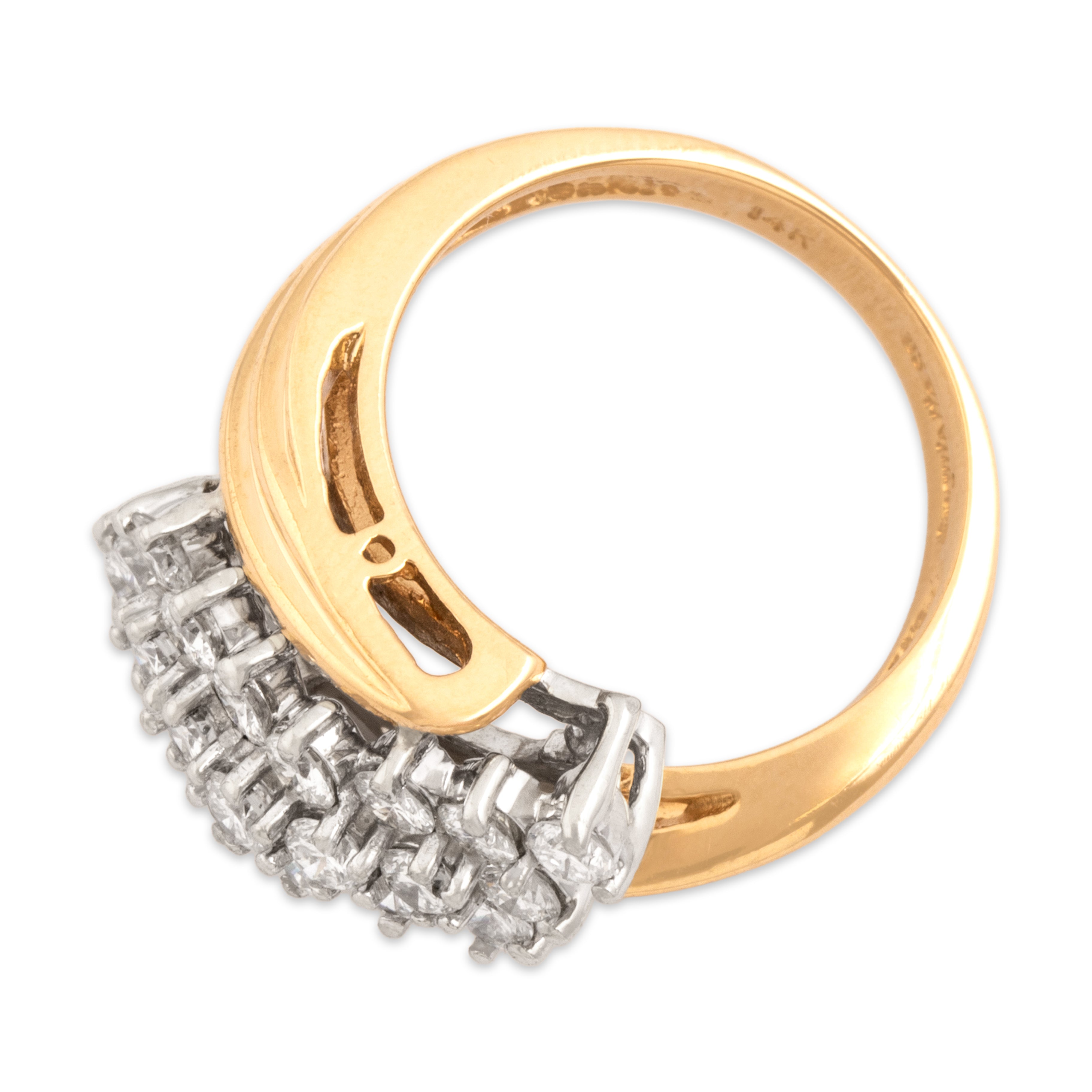 Vintage 14k Yellow Gold 1.31cttw Diamond Dazzling Lines Bypass Ring 6.75