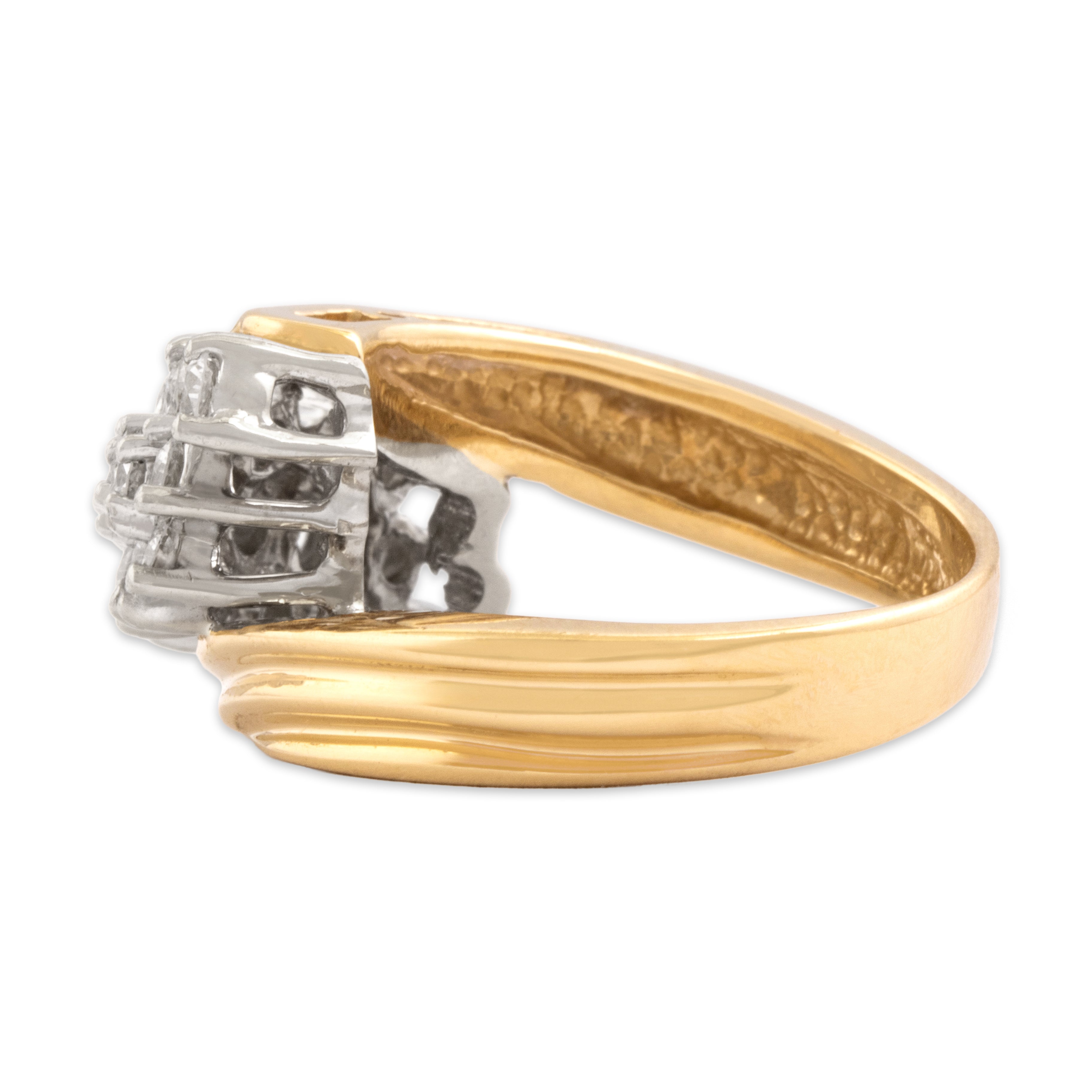Vintage 14k Yellow Gold 1.31cttw Diamond Dazzling Lines Bypass Ring 6.75