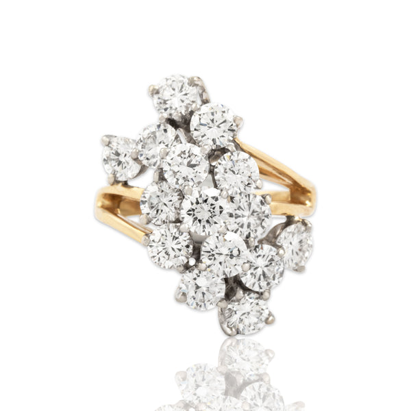 Vintage 14k Yellow & White Gold 4.29cttw Diamond Brilliant Waterfall Ring 8.00