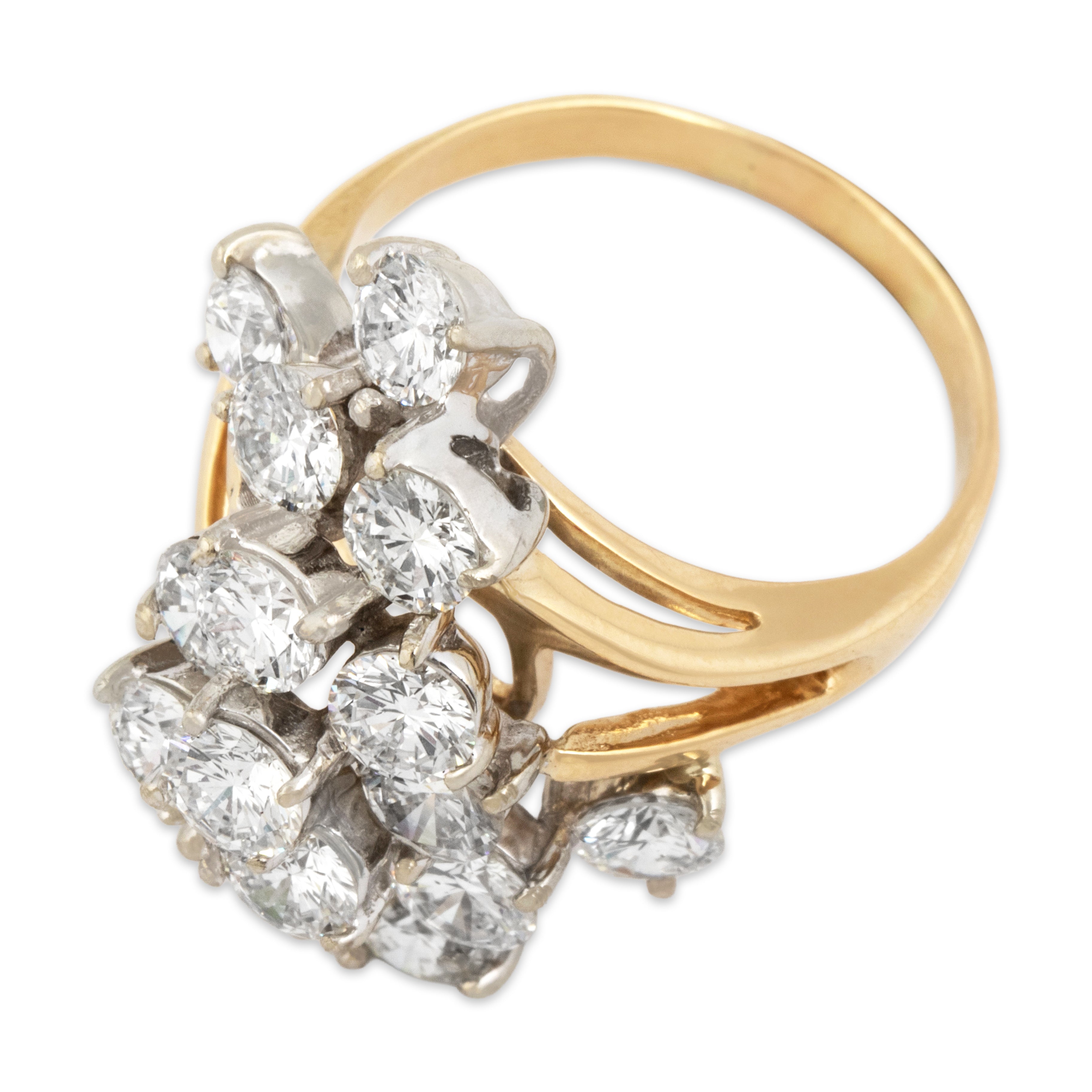 Vintage 14k Yellow & White Gold 4.29cttw Diamond Brilliant Waterfall Ring 8.00