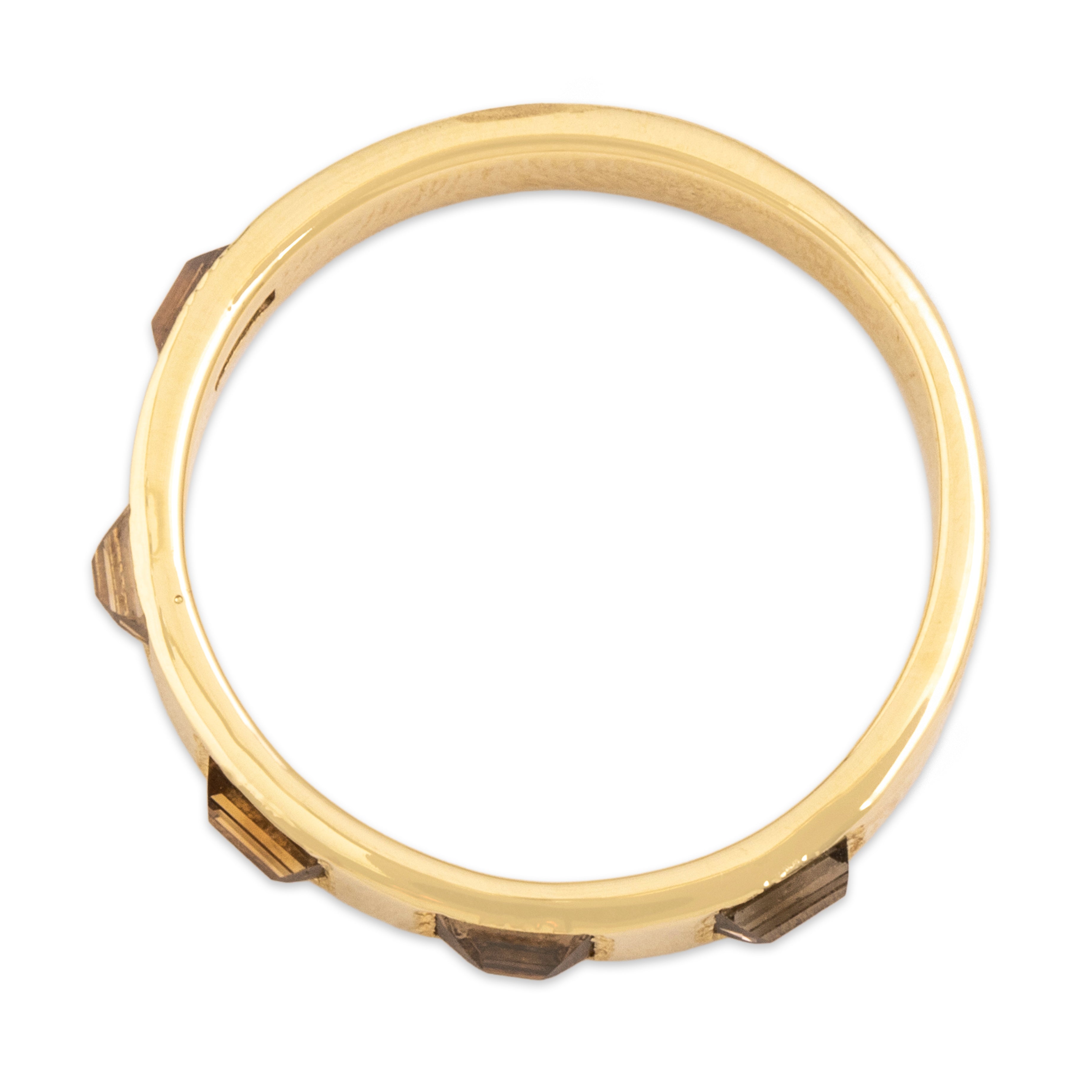 Vintage 14k Yellow Gold Brown Diamond Unique Inverted Baguette Station Band Ring - Overall view