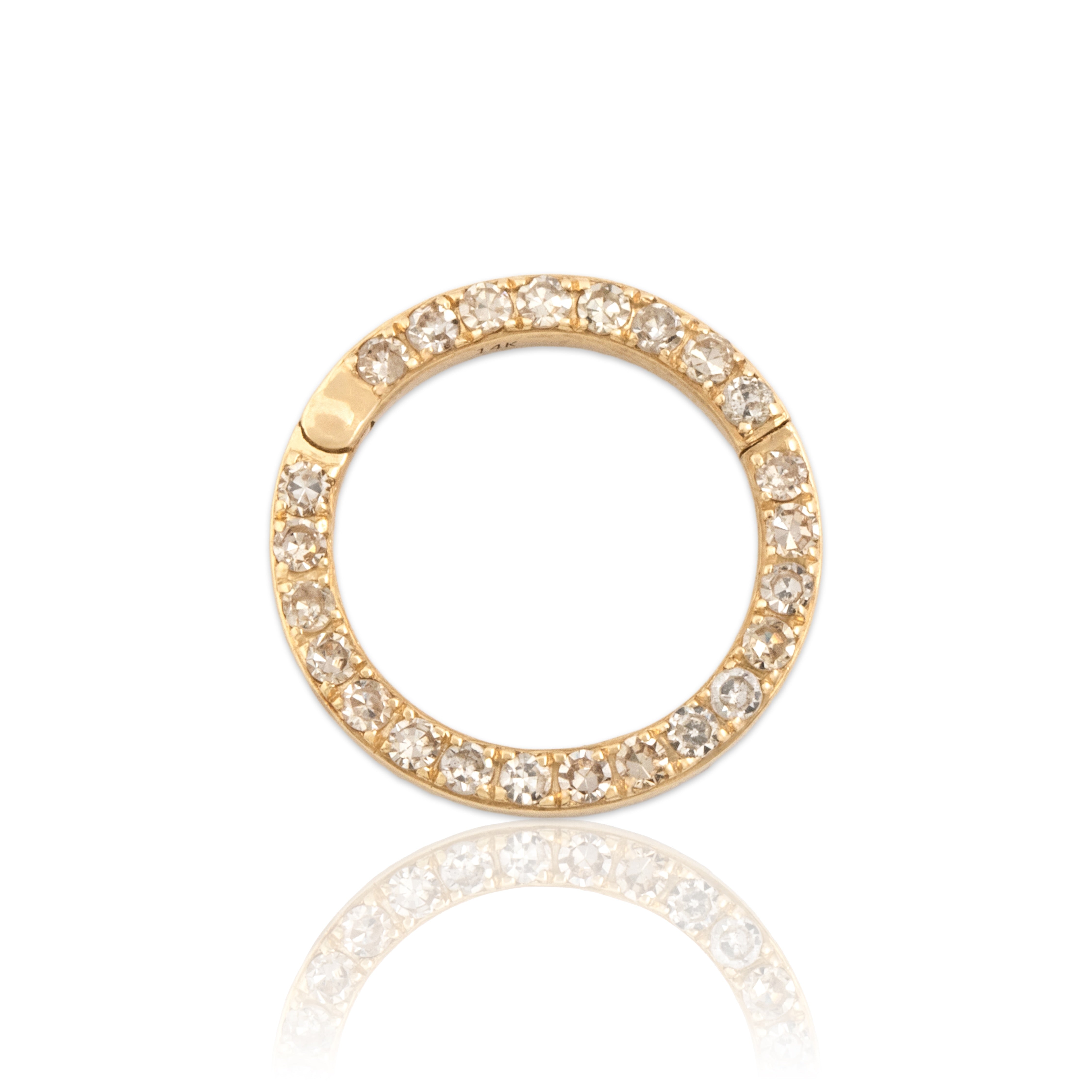 Estate 14k Yellow Gold Diamond Dazzling Hinged Circle Charm Holder Pendant
