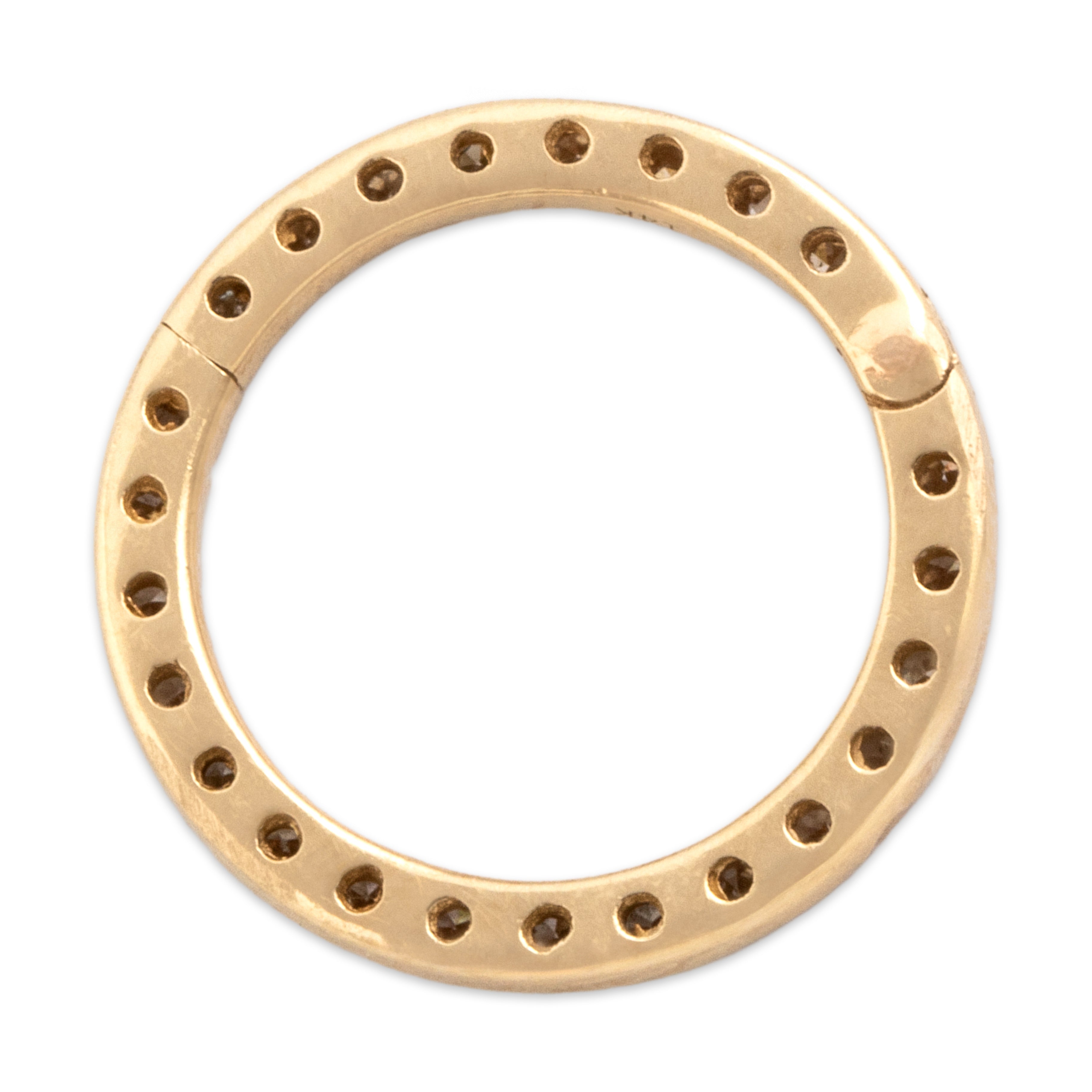Estate 14k Yellow Gold Diamond Dazzling Hinged Circle Charm Holder Charm / Pendant - Back view