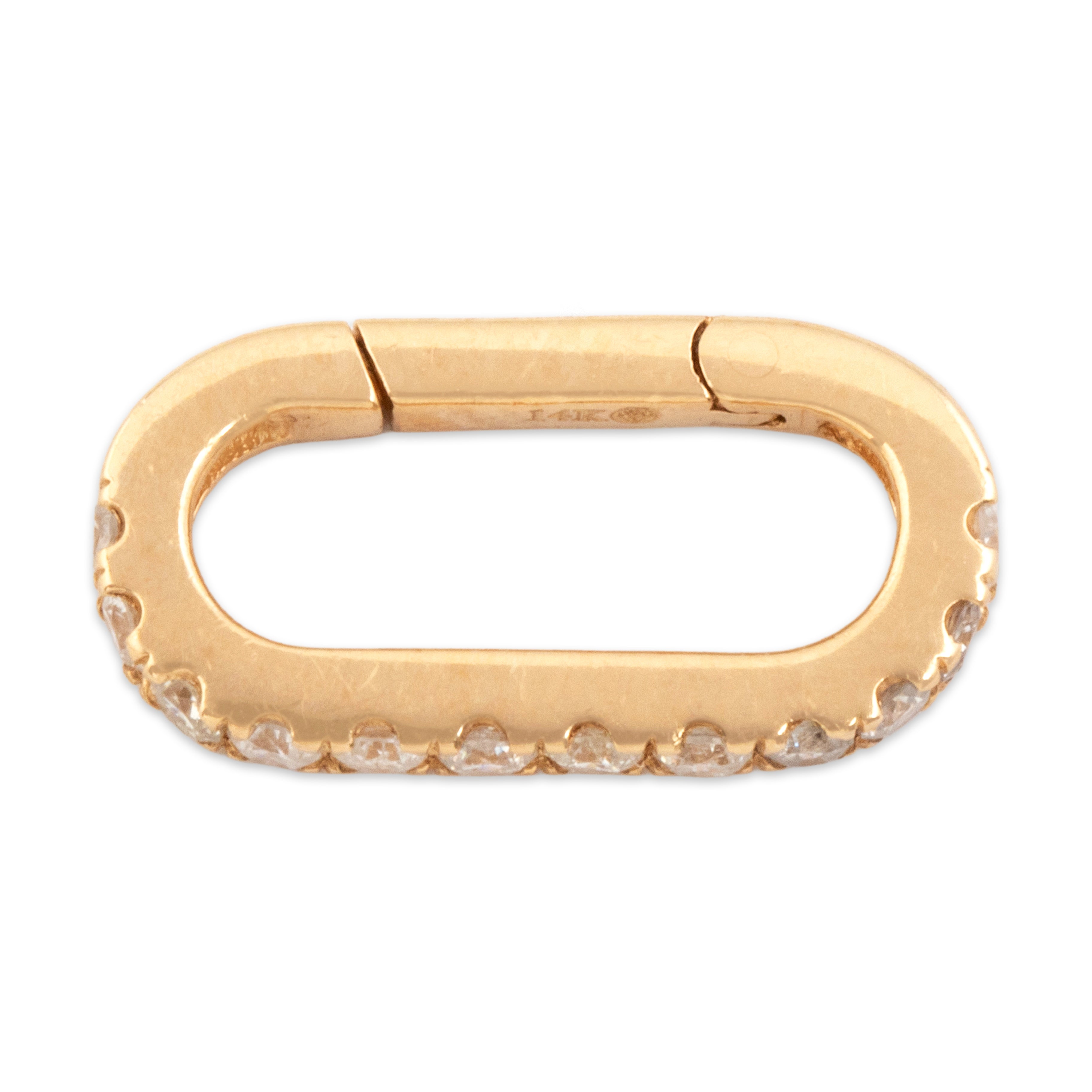 Estate 14k Yellow Gold Diamond Sparkling Front Lock Charm Holder Charm / Pendant - Side view