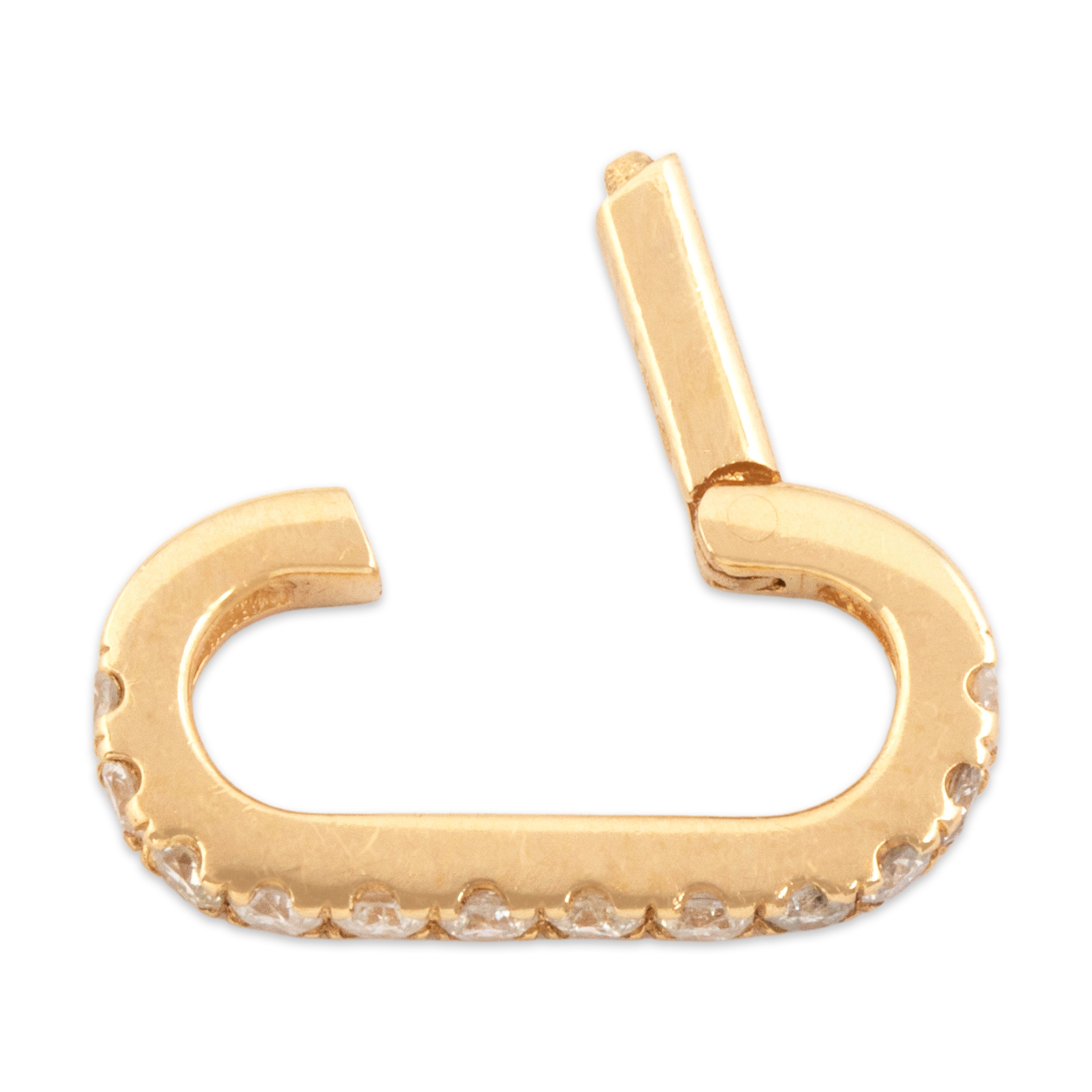 Estate 14k Yellow Gold Diamond Sparkling Front Lock Charm Holder Charm / Pendant - detail view #1