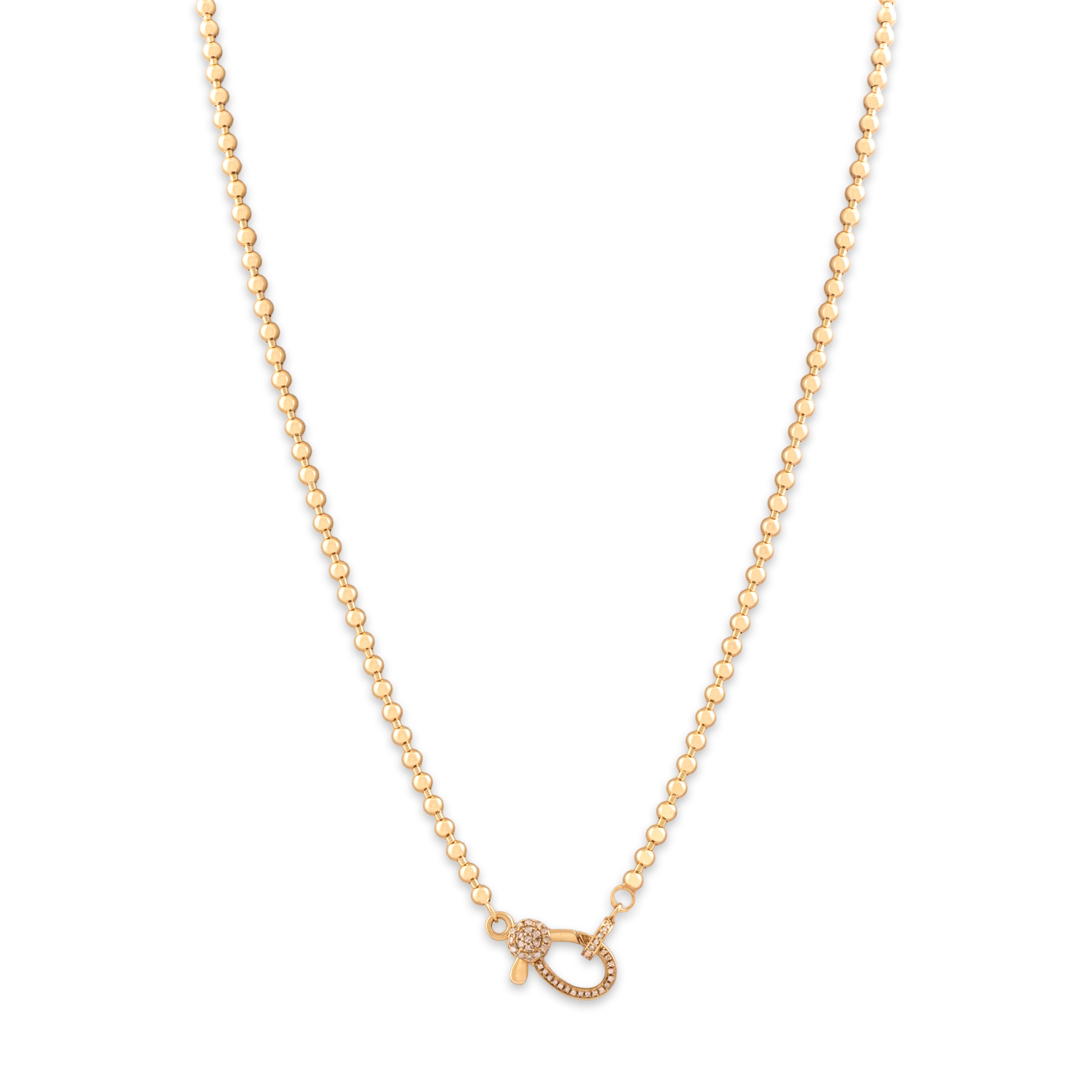 Estate 14k Yellow Gold Diamond Bubble Chain Carabiner Clasp Necklace 16-18