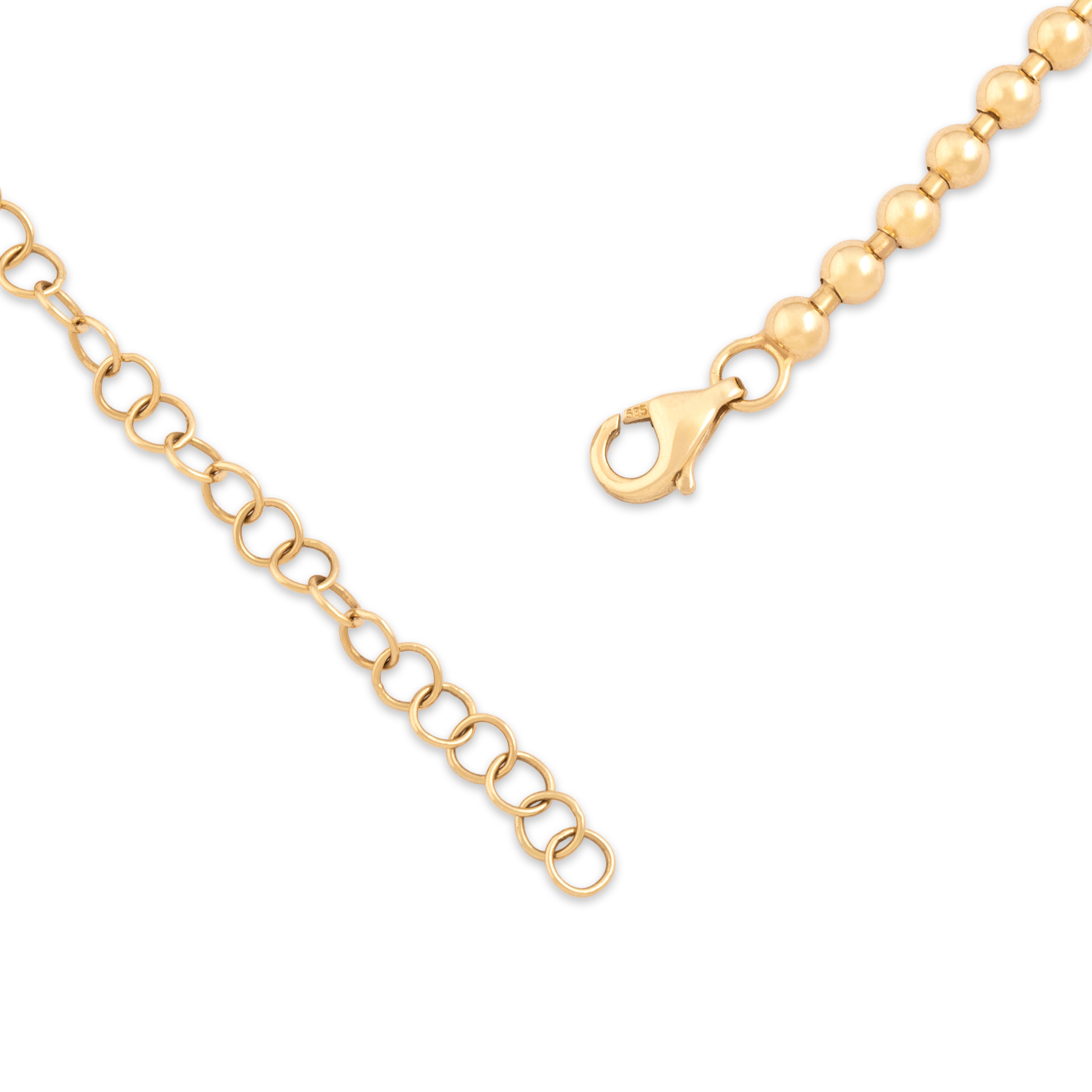 Estate 14k Yellow Gold Diamond Chunky Bubble Chain Carabiner Clasp Necklace - clasp view